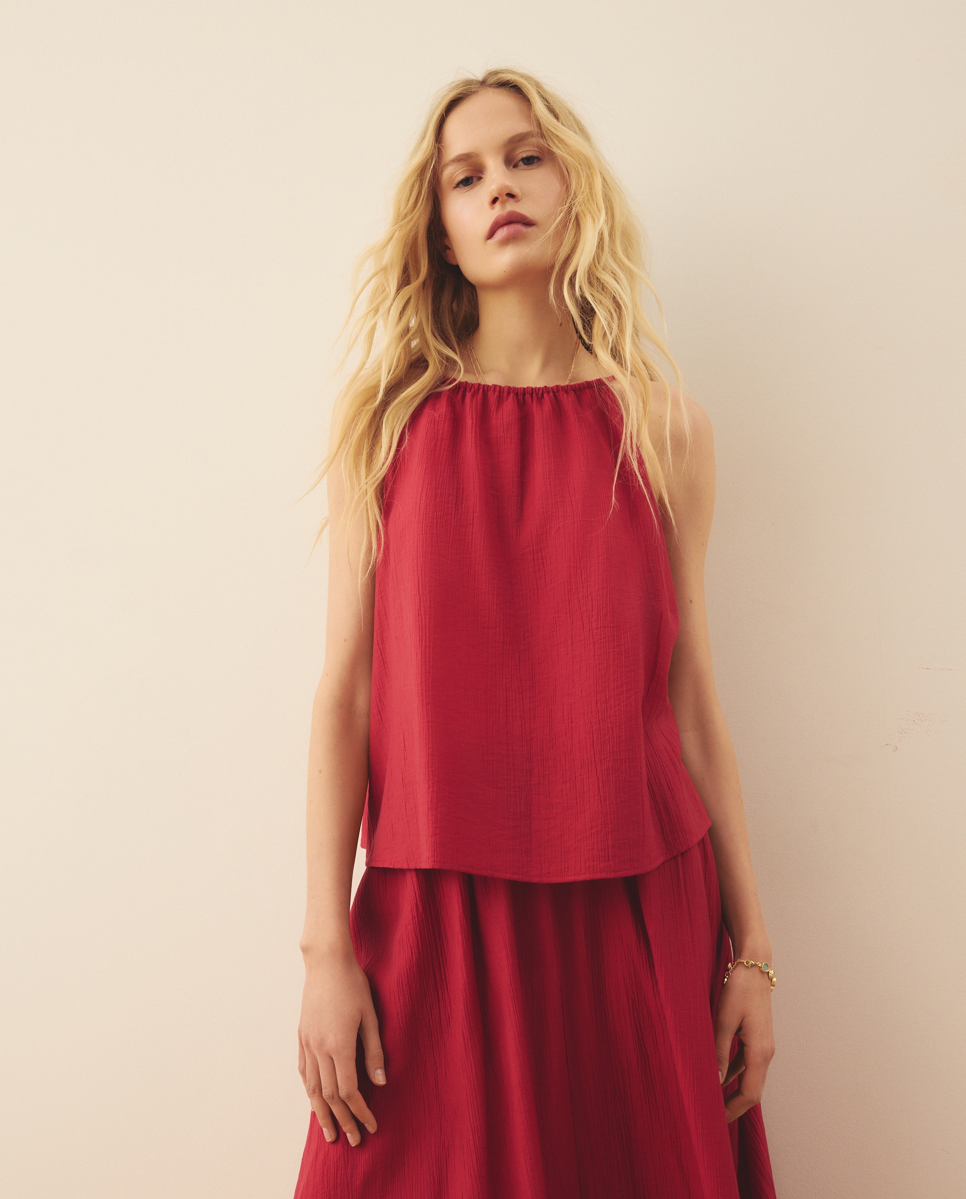 Top halter de mujer realizado en tencel - Southern Cotton - 600 Rojo 600 Rojo-3