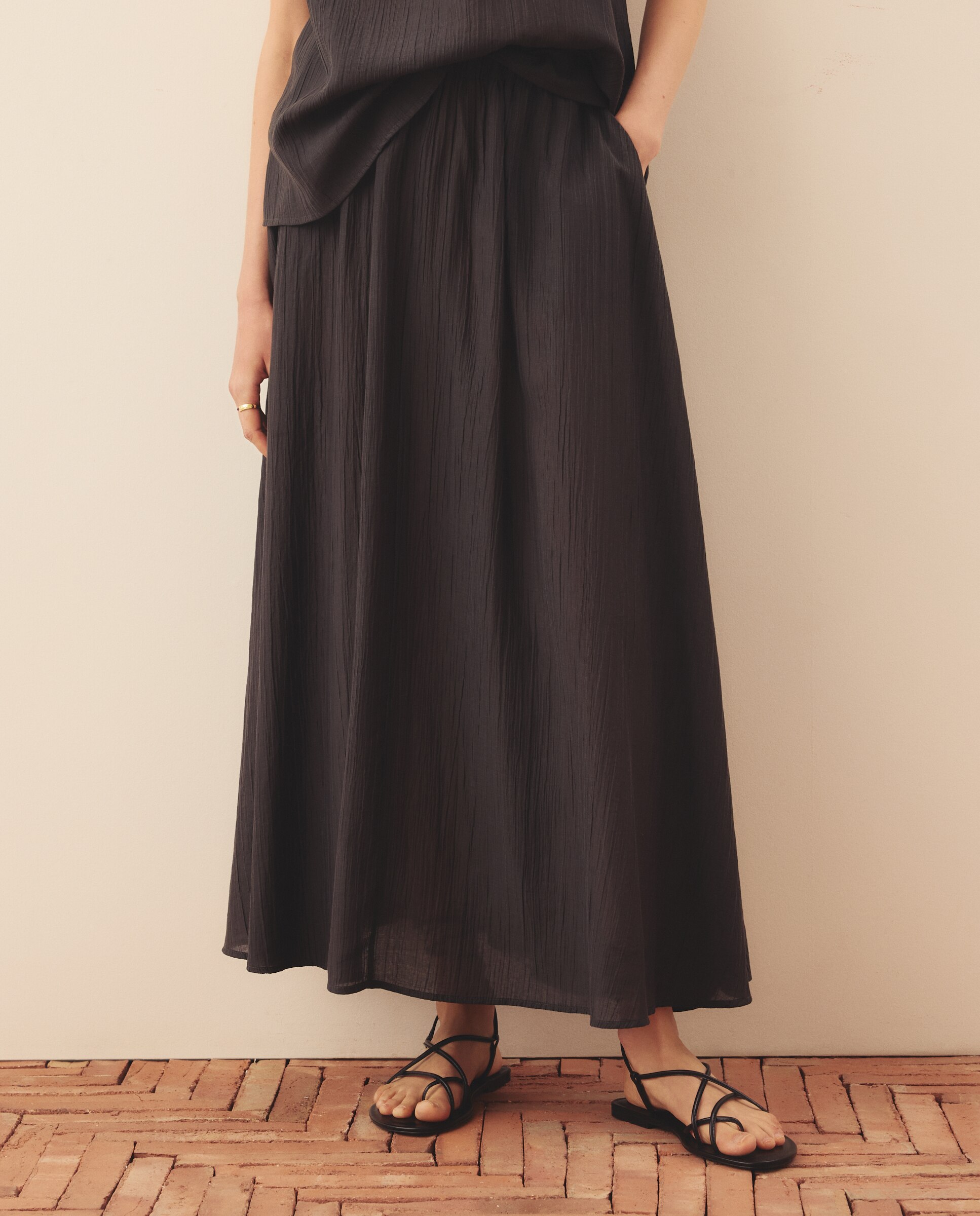 Falda larga lisa de mujer - Southern Cotton - Plomo Plomo-2