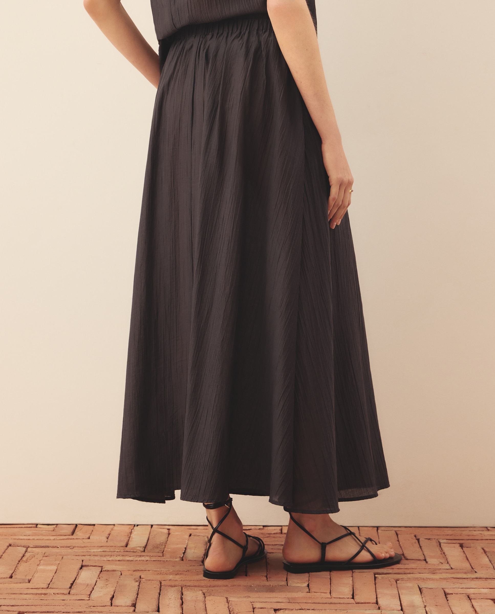 Falda larga lisa de mujer - Southern Cotton - Plomo Plomo-3