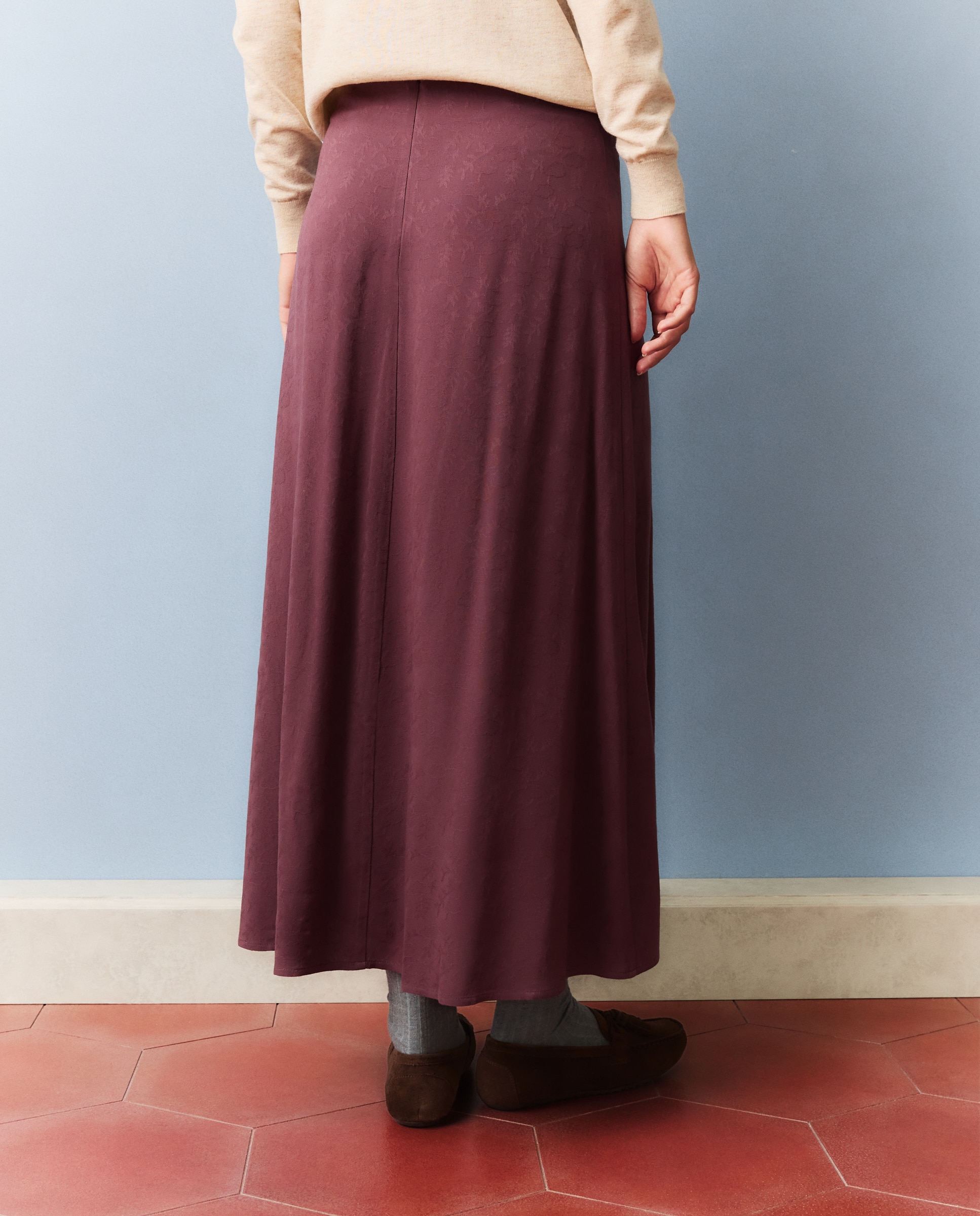 Saia Midi com Jacquard Bordeaux-3