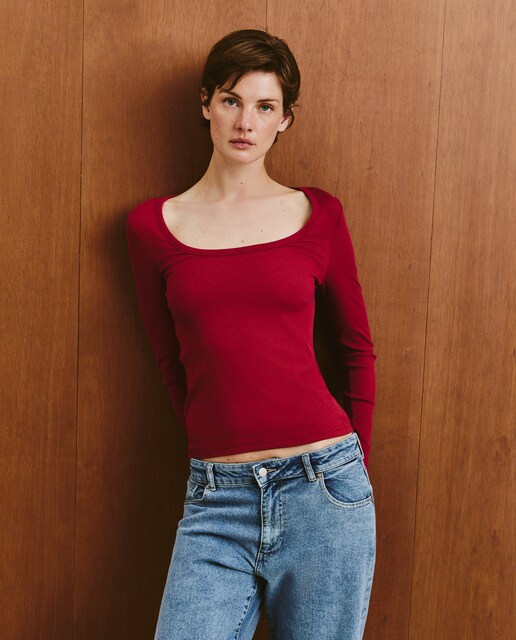 Imagen 0 de Camiseta lisa de manga larga de mujer