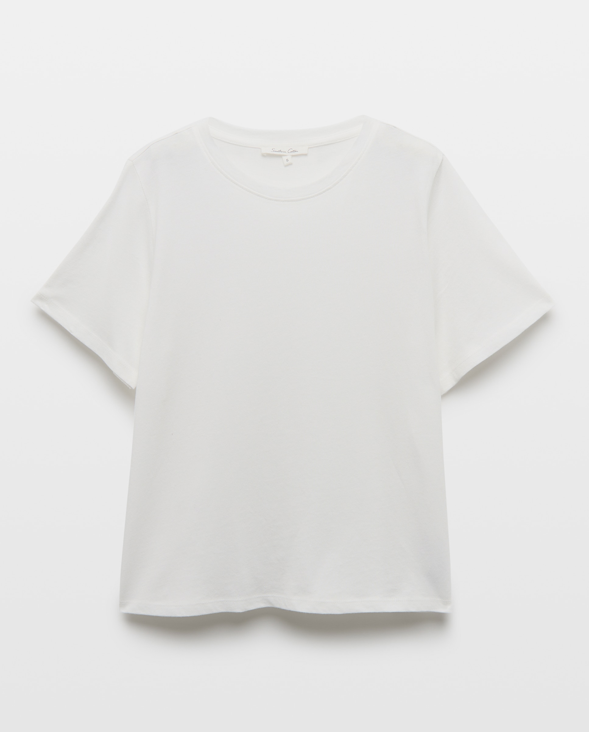 T-shirt básica de mulher com manga curta Branco-4