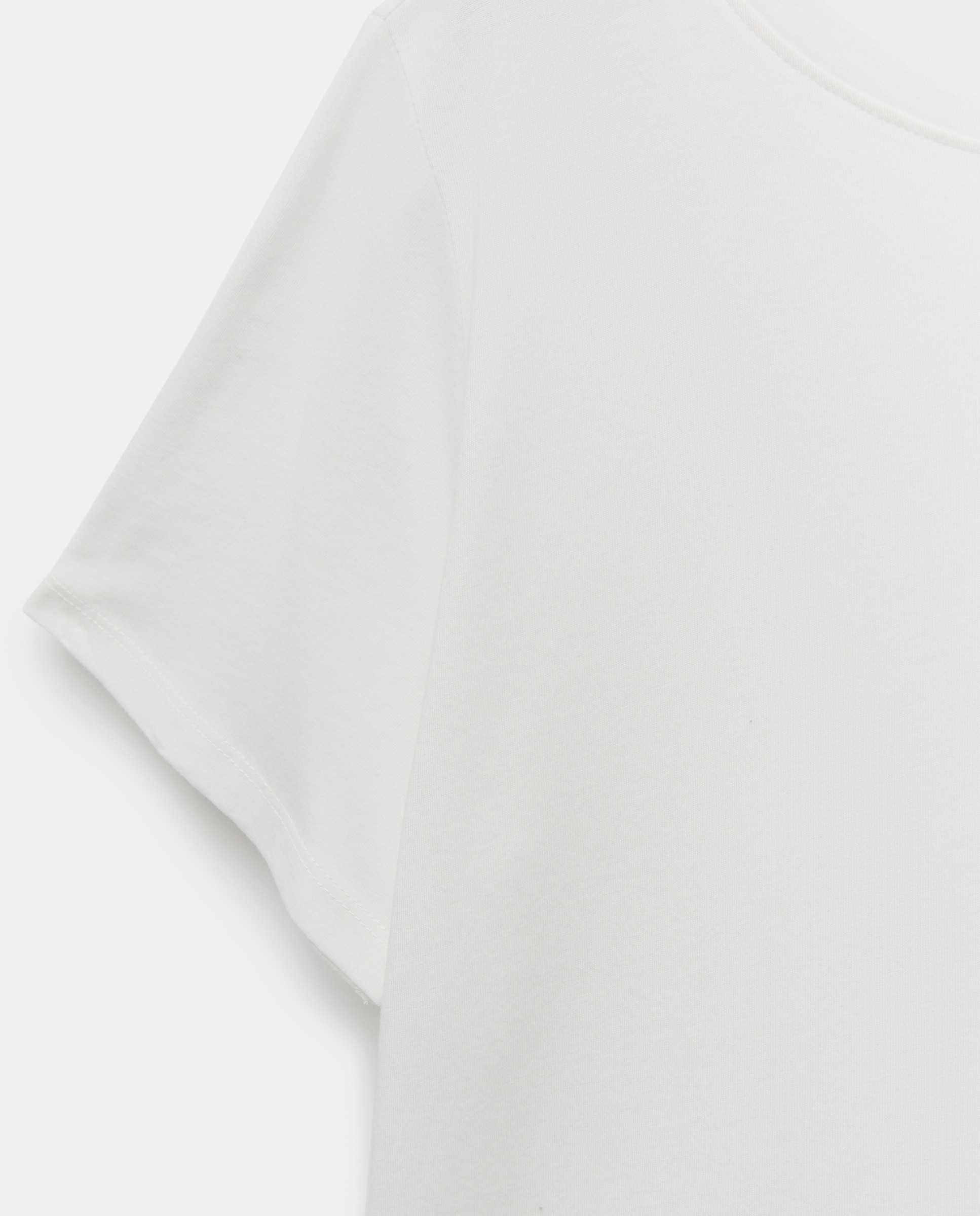 T-shirt básica de mulher com manga curta Branco-5