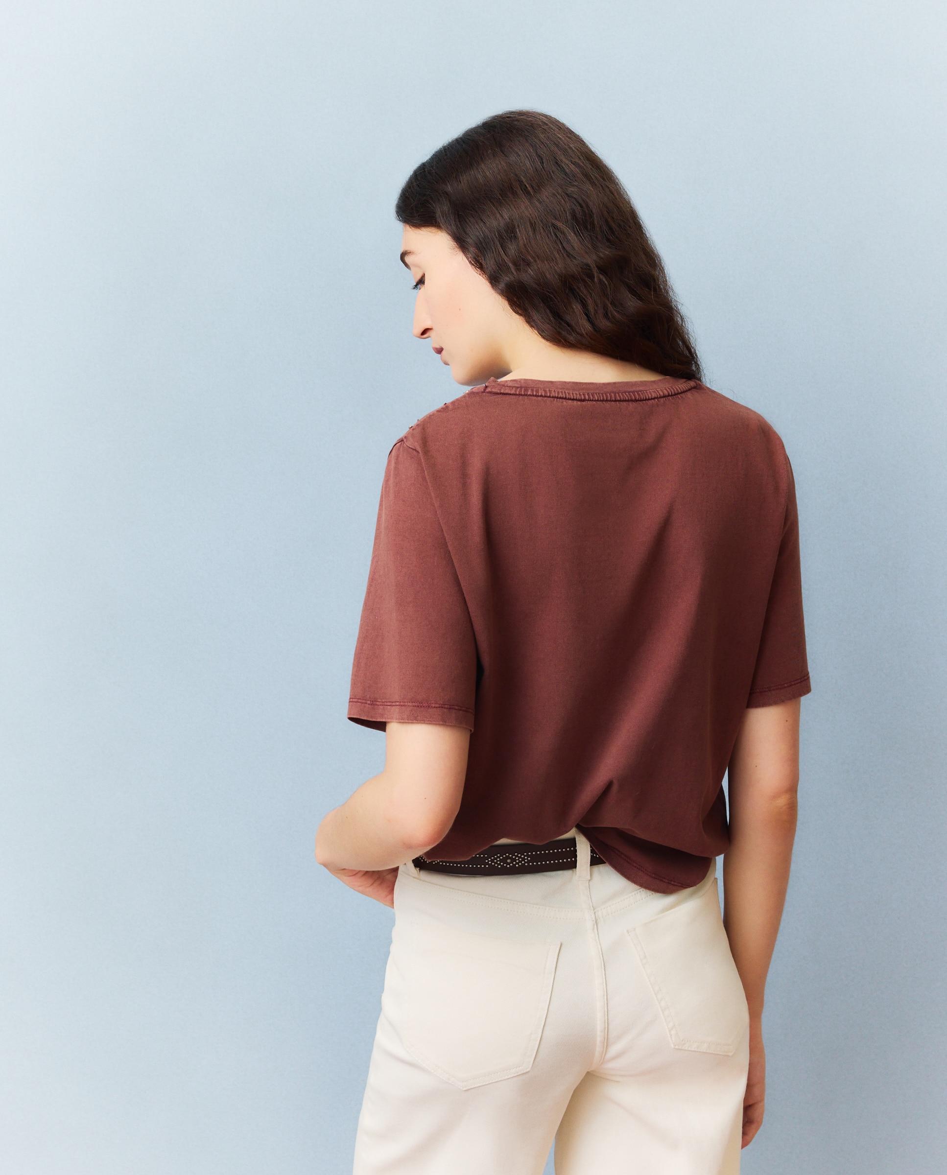 T-shirt estampada de mulher Vison Claro-3