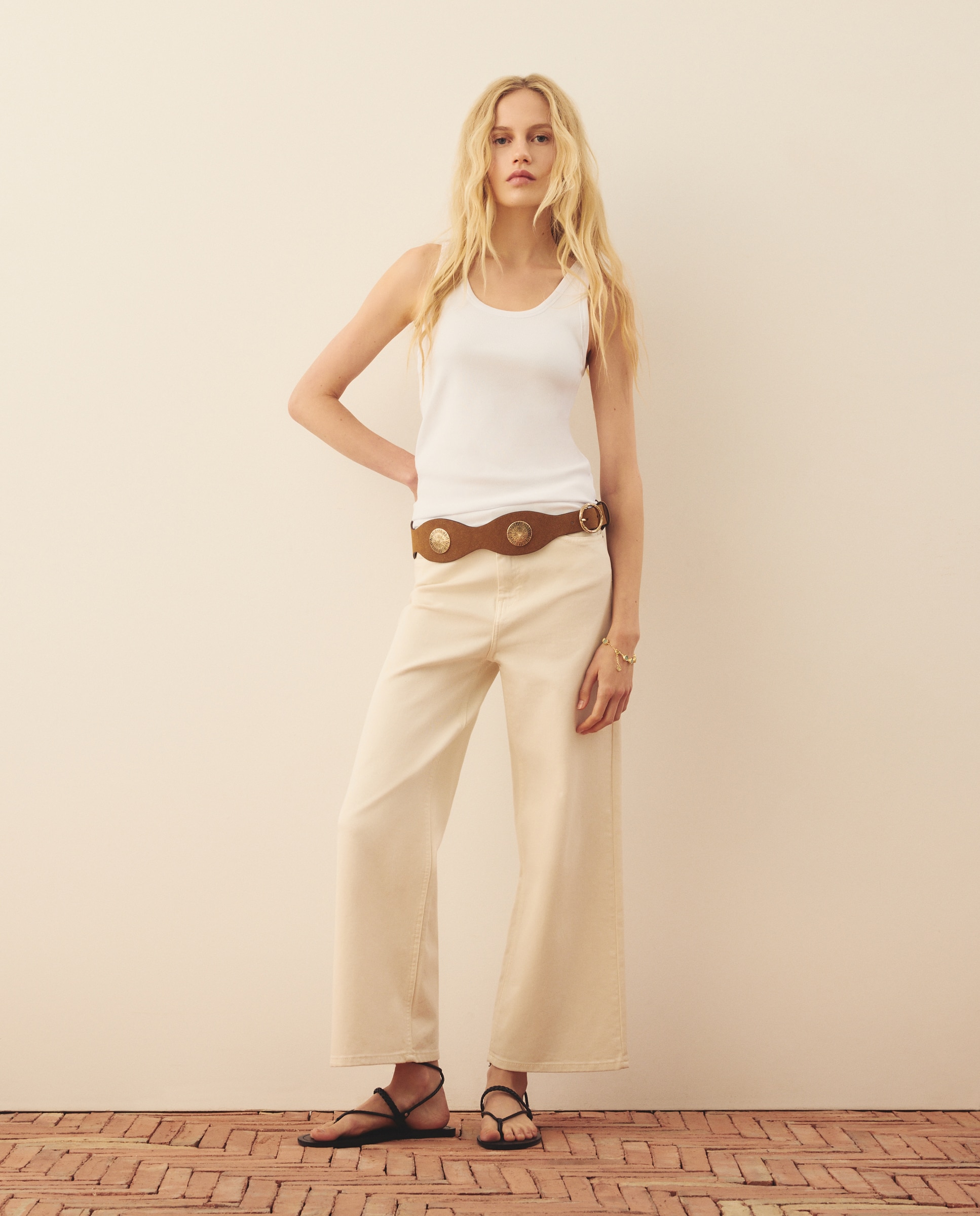 Imagen 2 de Camiseta básica de mujer canalé - Southern Cotton - Blanco Blanco