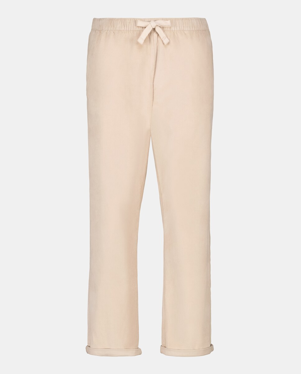 Calças de Bombazina Lisas Bege-4