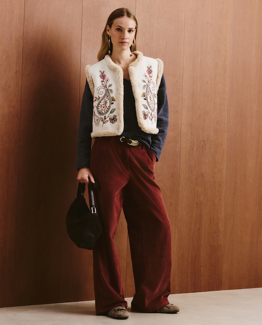 Imagen 0 de Pantalón de pana liso de mujer