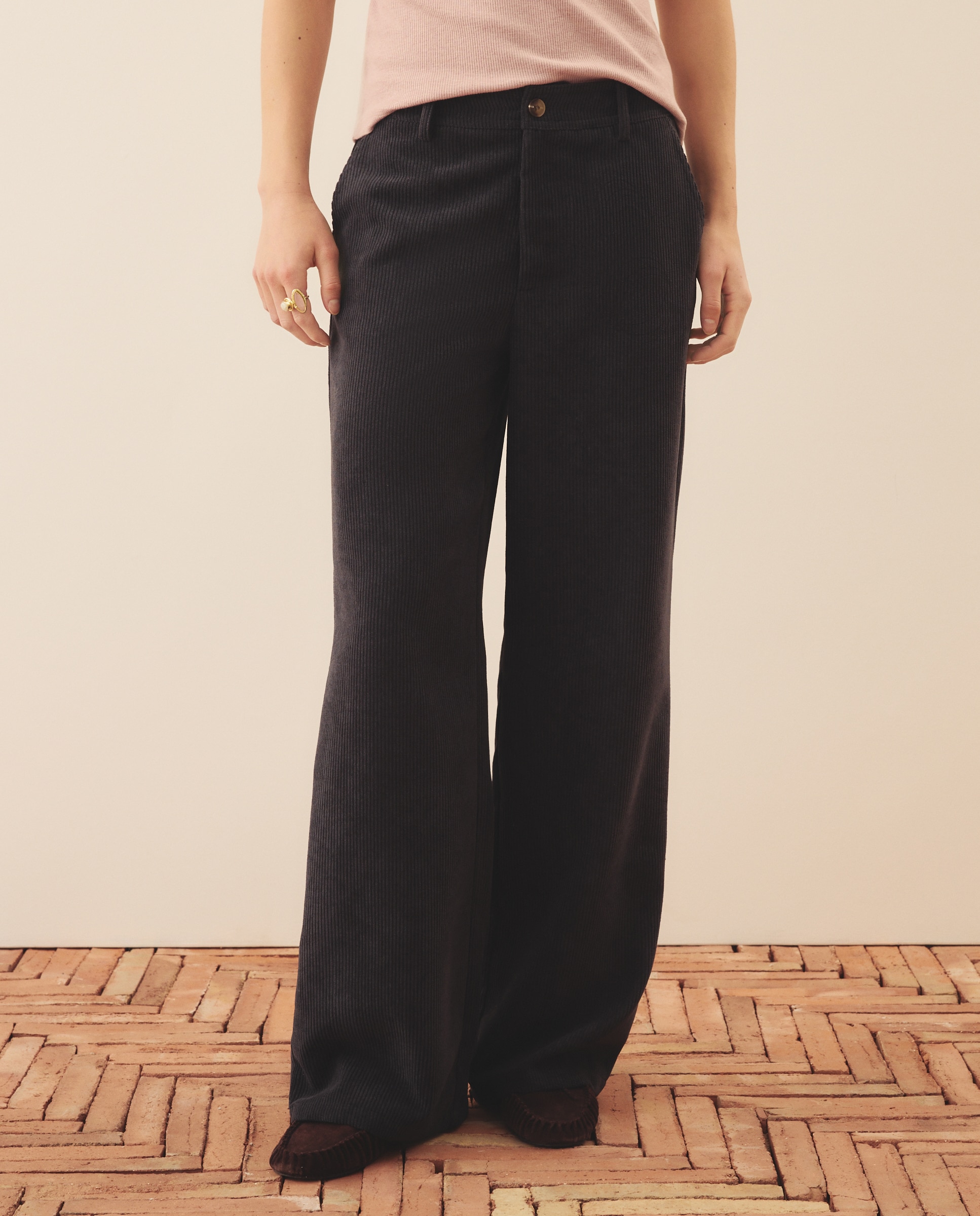 Pantalón de mujer ancho de pana fluida - Southern Cotton - 240 Fucsia Plomo-2