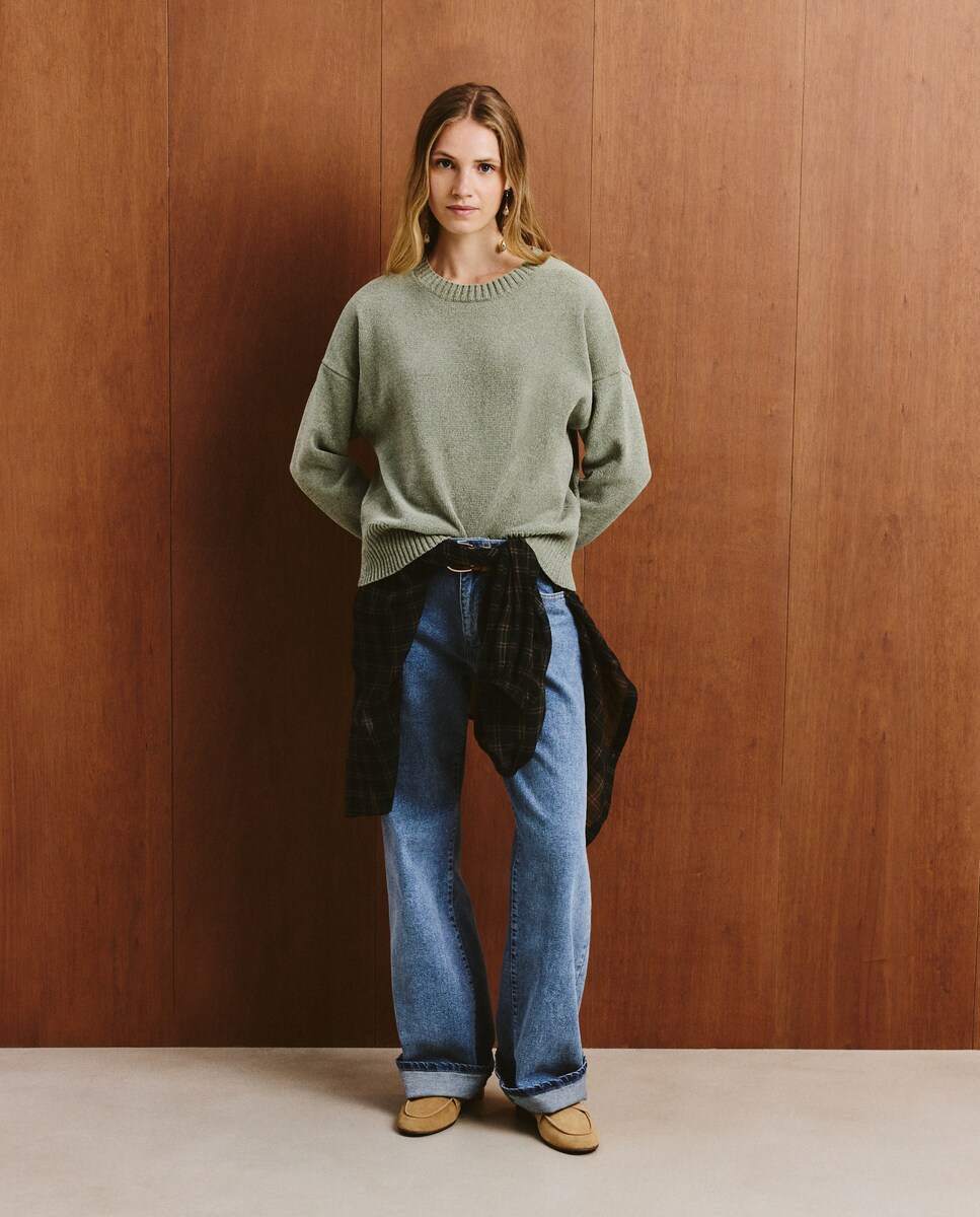 Camisola de Malha de Poliéster Lisa 520 Caqui-2