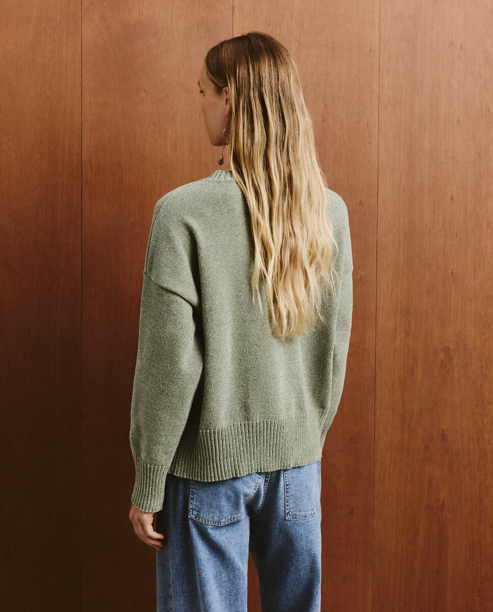 Camisola de Malha de Poliéster Lisa 520 Caqui-3