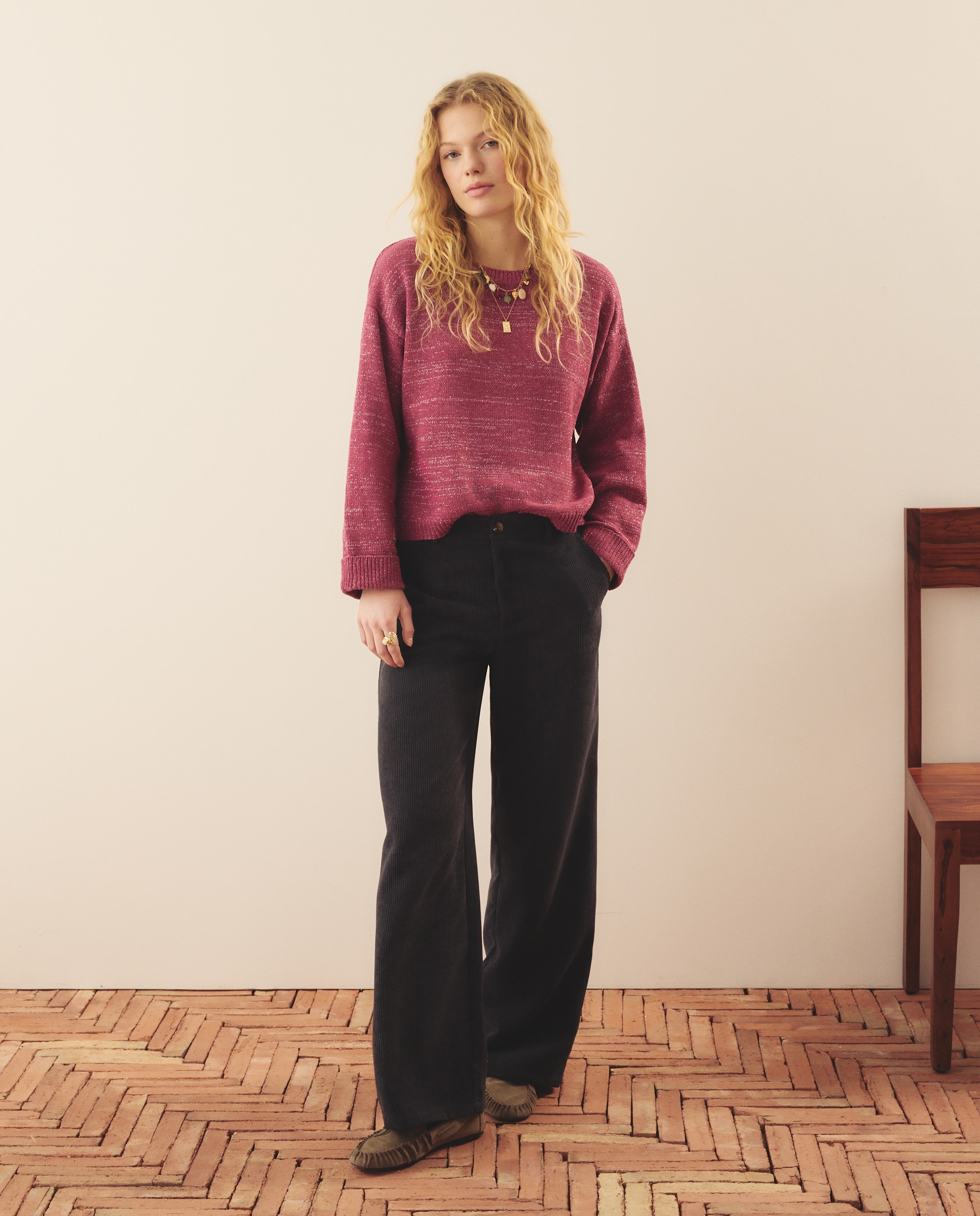 Jersey de mujer en punto chenilla con lurex - Southern Cotton - 120 Crudo 240 Fucsia-2