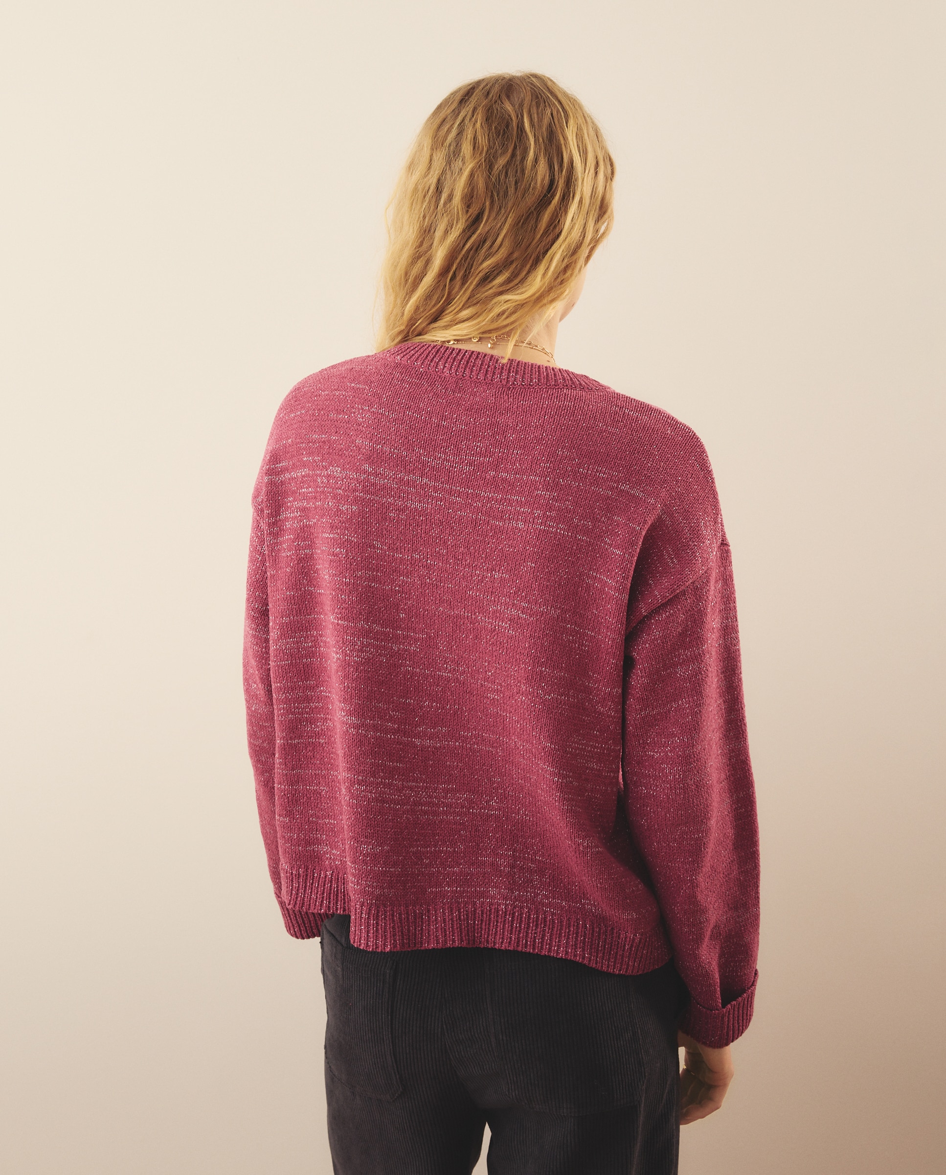 Jersey de mujer en punto chenilla con lurex - Southern Cotton - 120 Crudo 240 Fucsia-3