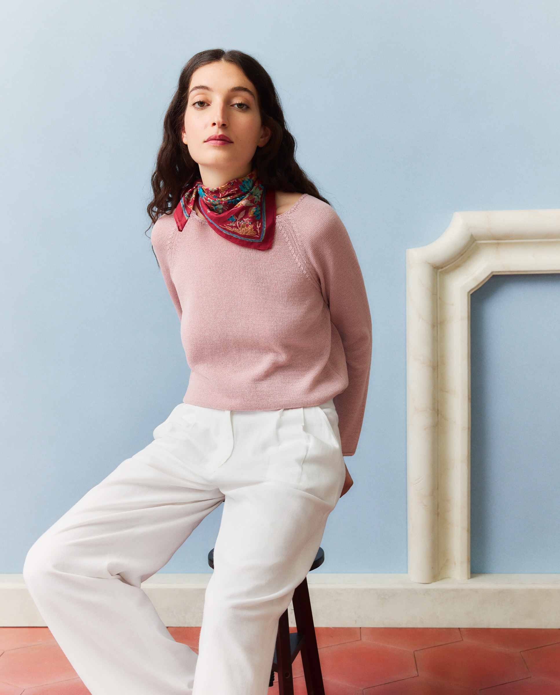 Camisola de Malha Básica Lisa 200 Rosa-1