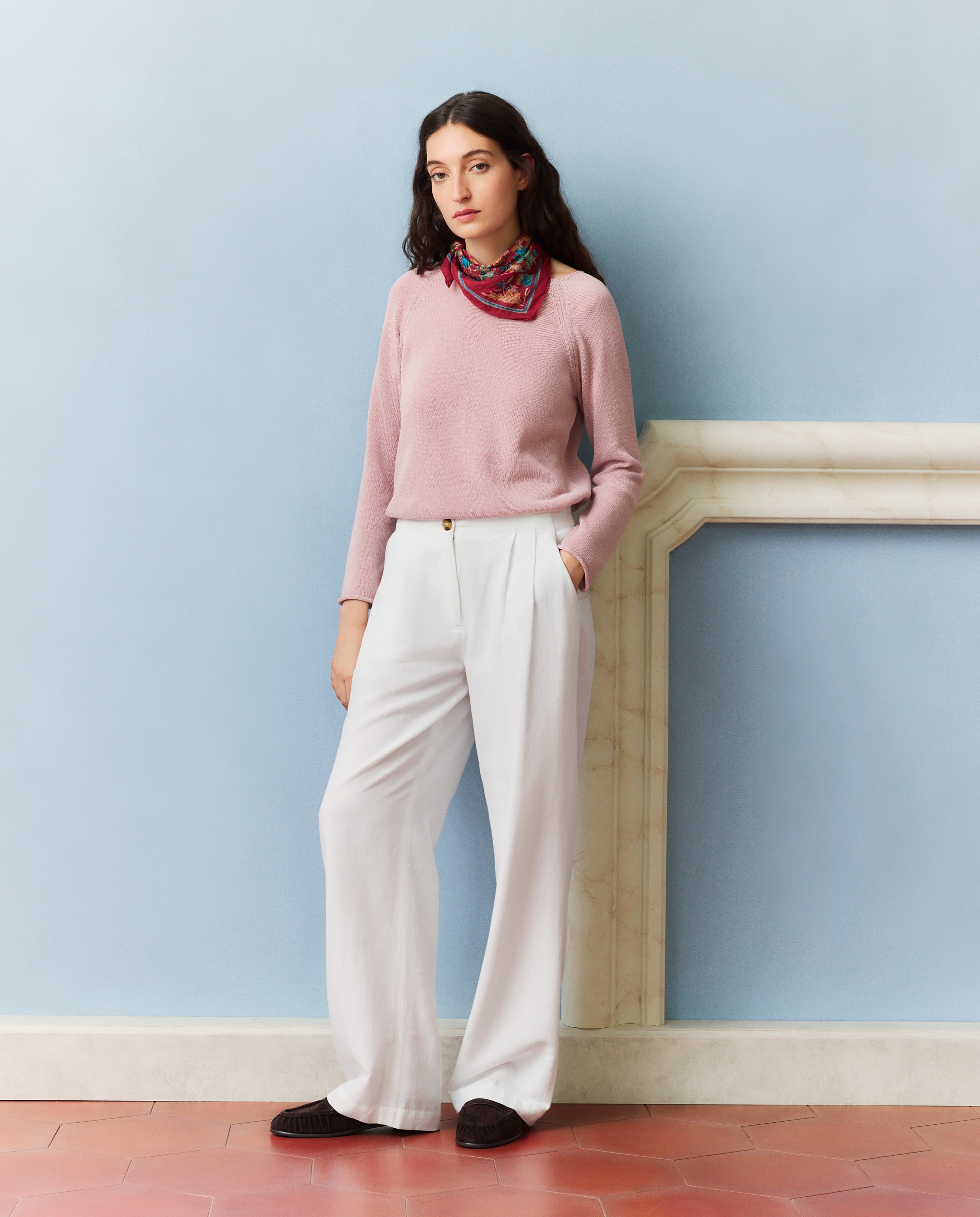 Camisola de Malha Básica Lisa 200 Rosa-2