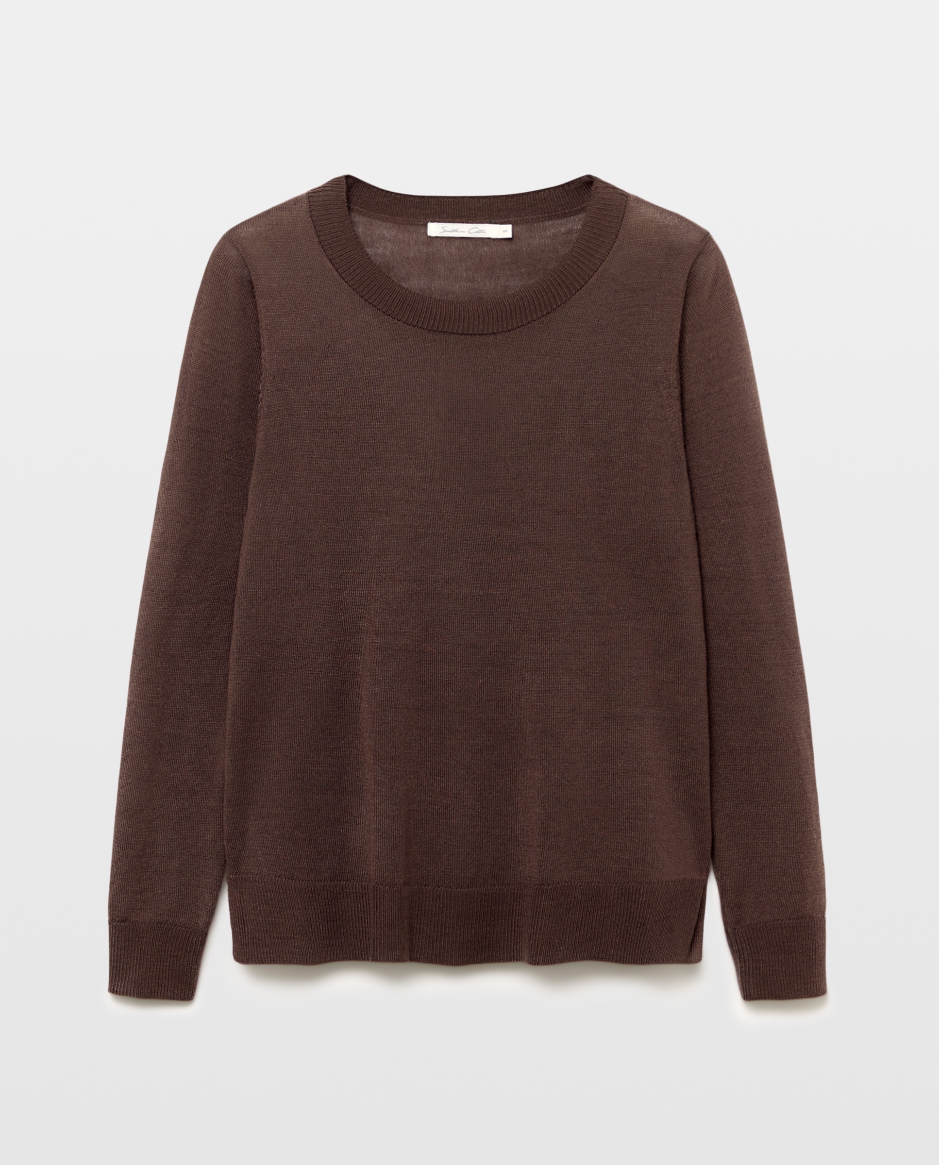 Camisola de Malha Básica com Decote Redondo Vison Claro-4