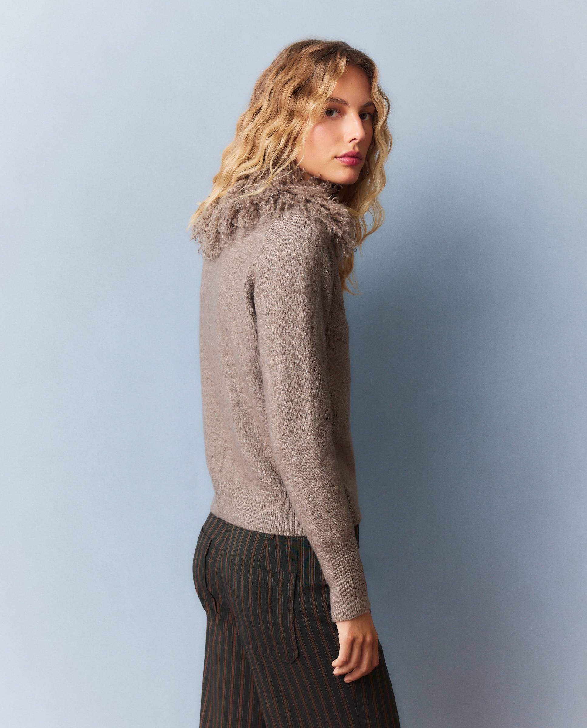 Chaqueta de mujer con cuello - Southern Cotton - Visón oscuro Visón oscuro-3