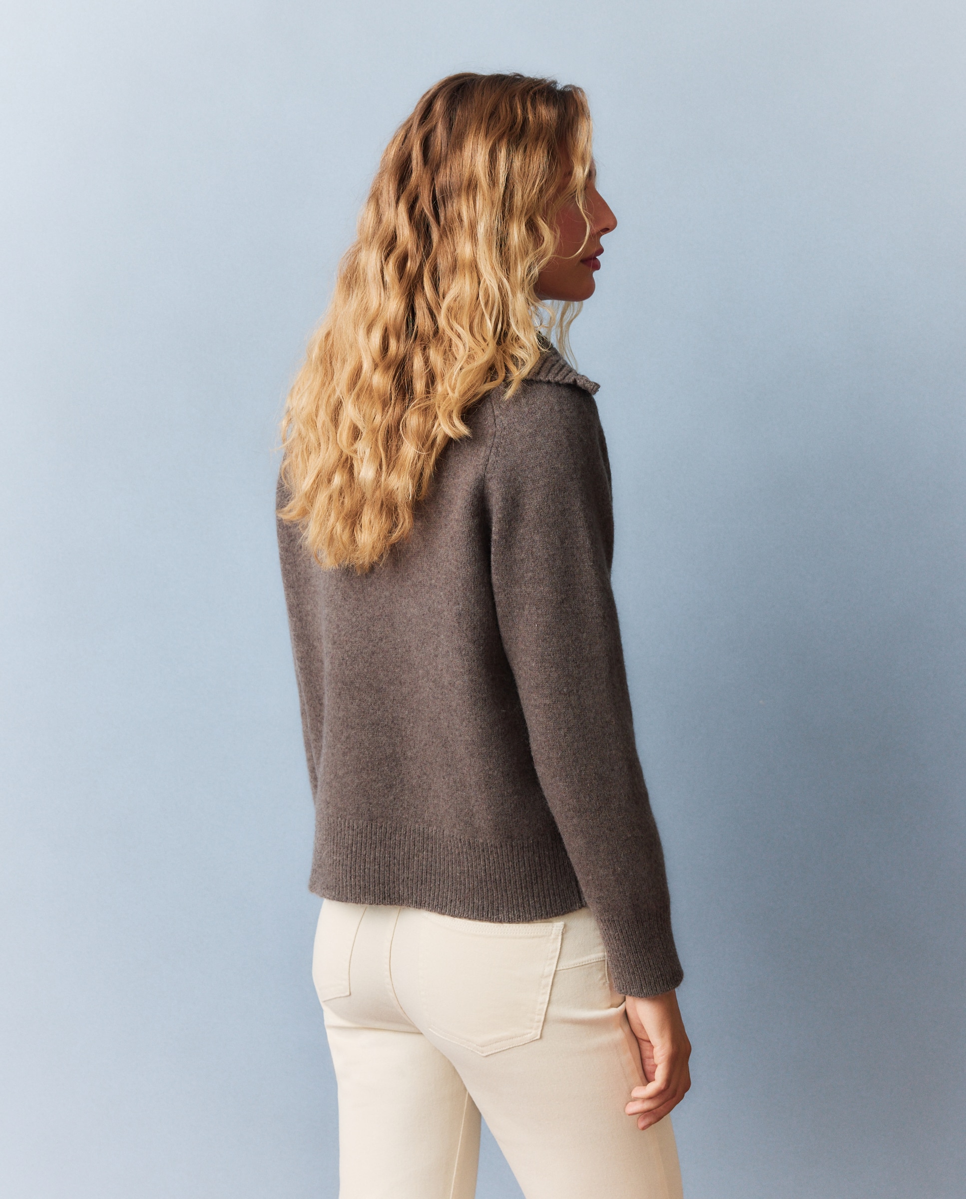 Jersey de mujer lana con cuello cremallera - Southern Cotton - Visón oscuro Visón oscuro-3