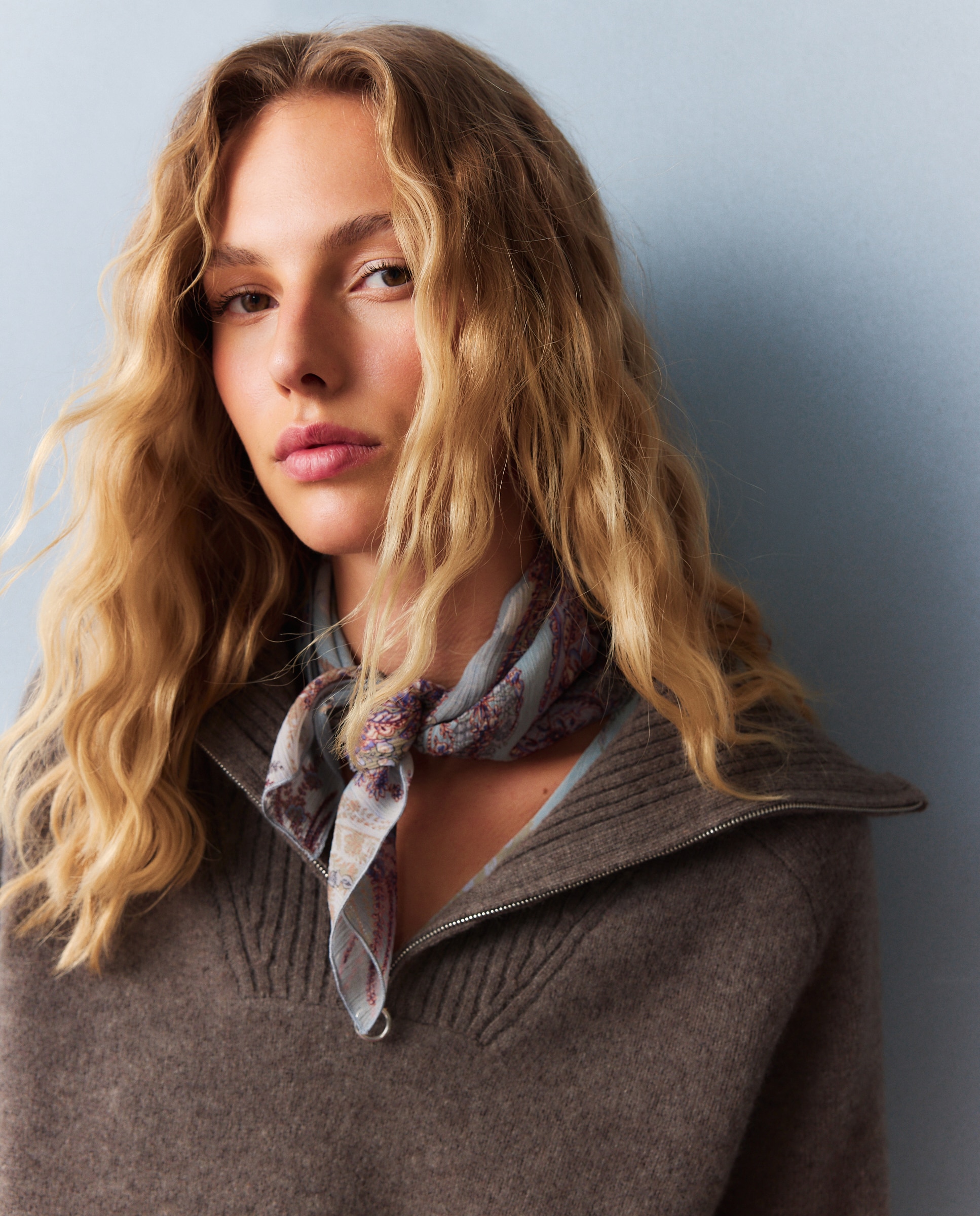 Jersey de mujer lana con cuello cremallera - Southern Cotton - Visón oscuro Visón oscuro-4