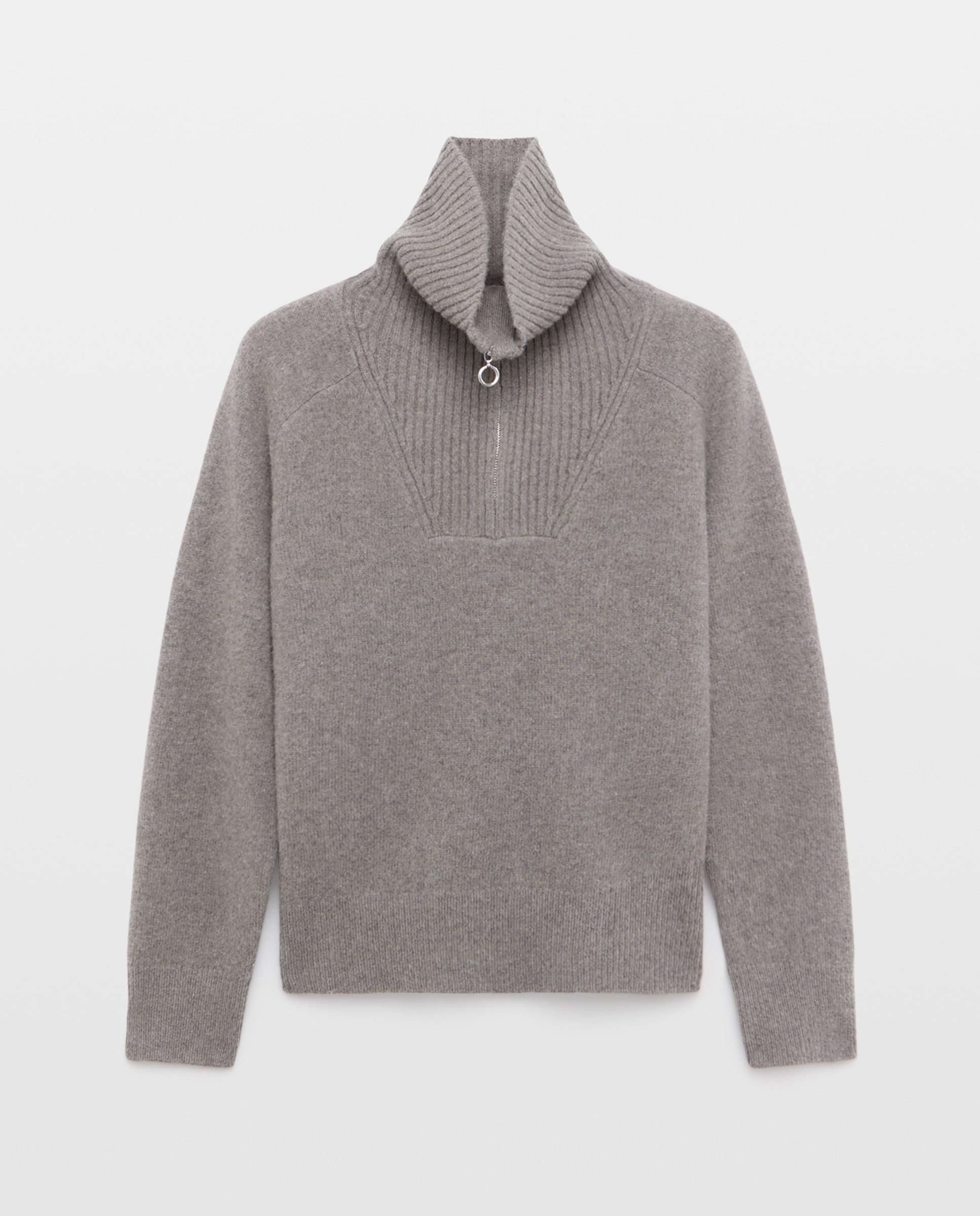 Jersey de mujer lana con cuello cremallera - Southern Cotton - Visón oscuro Visón oscuro-5
