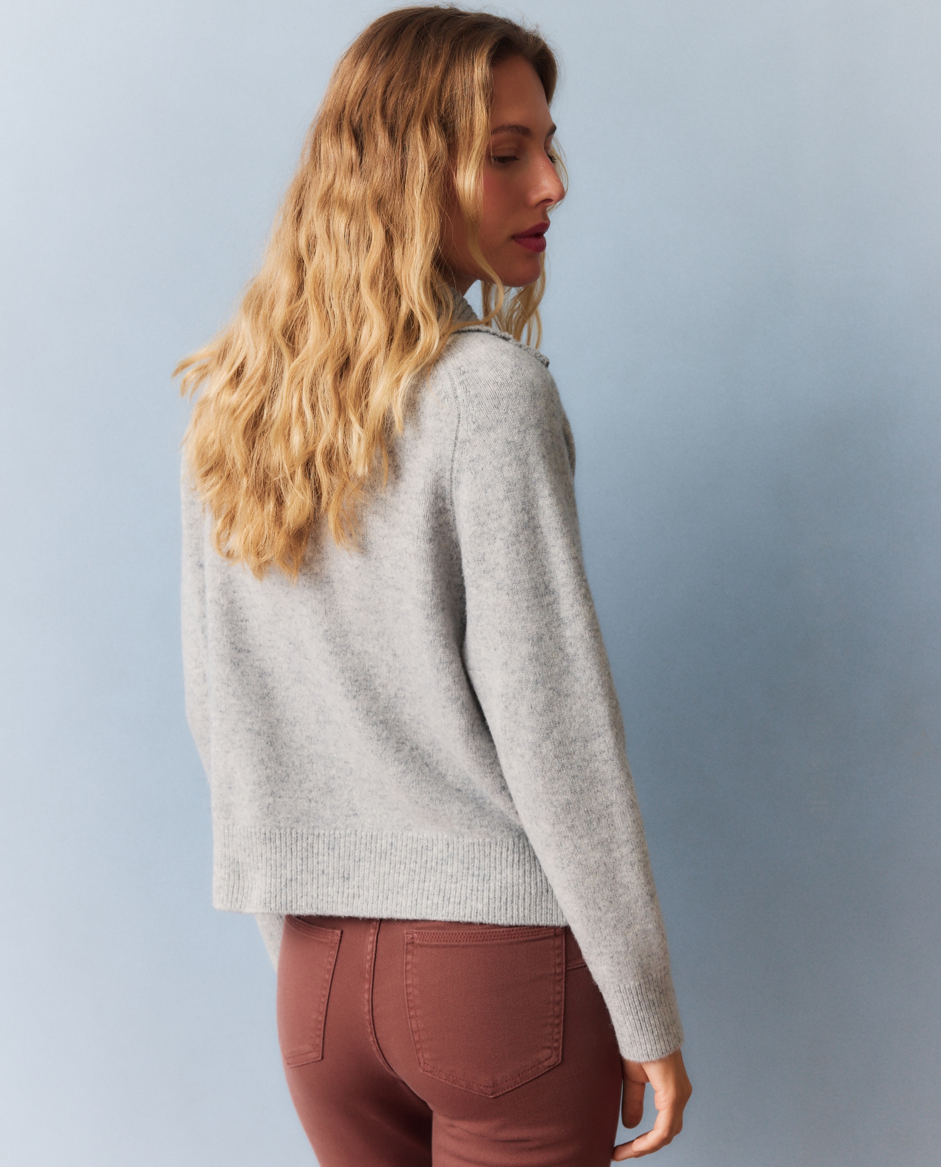 Jersey de mujer lana con cuello cremallera - Southern Cotton - 820 Gris medio 820 Gris medio-3