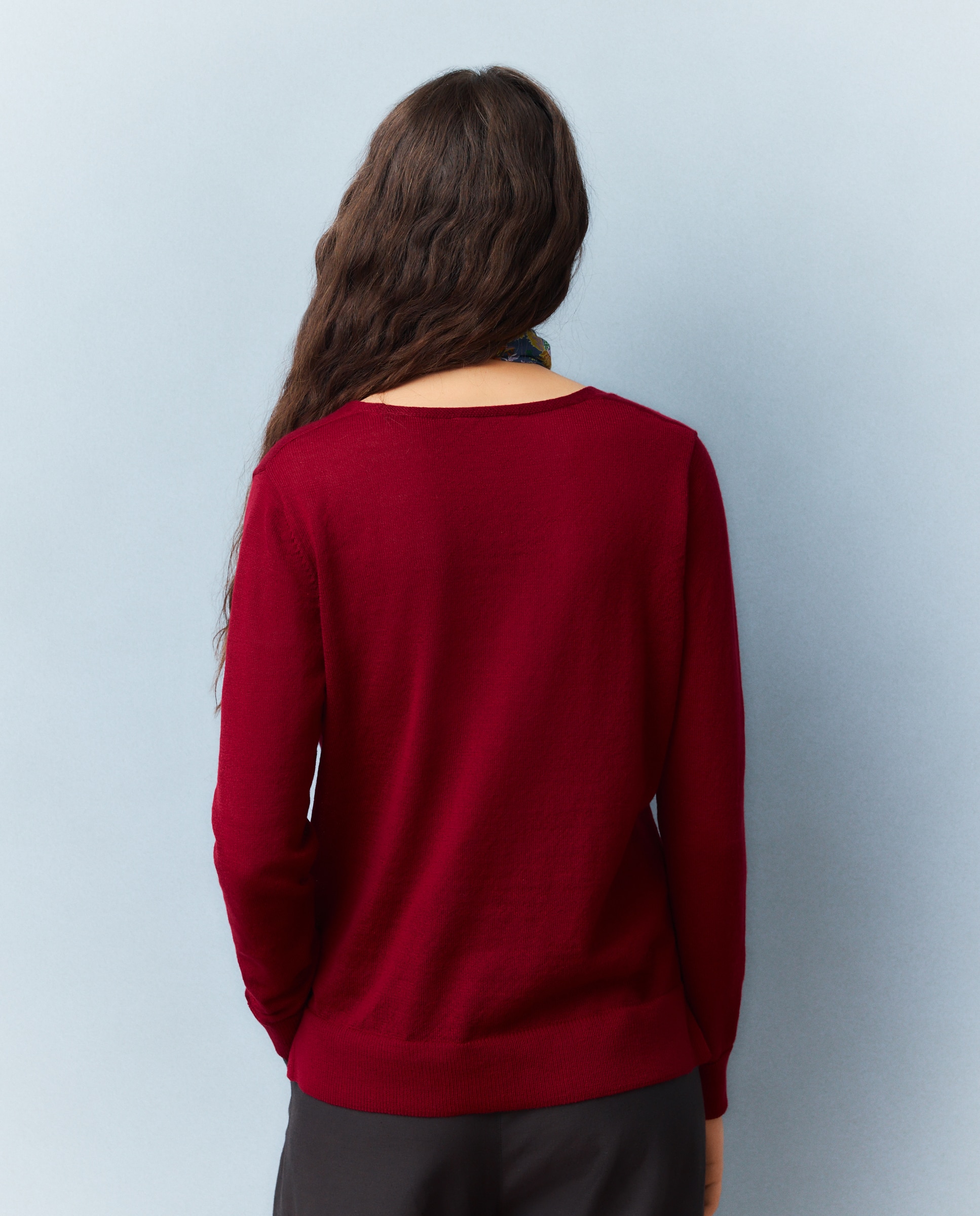 Camisola de Malha Básica com Decote Redondo 600 Vermelho-3