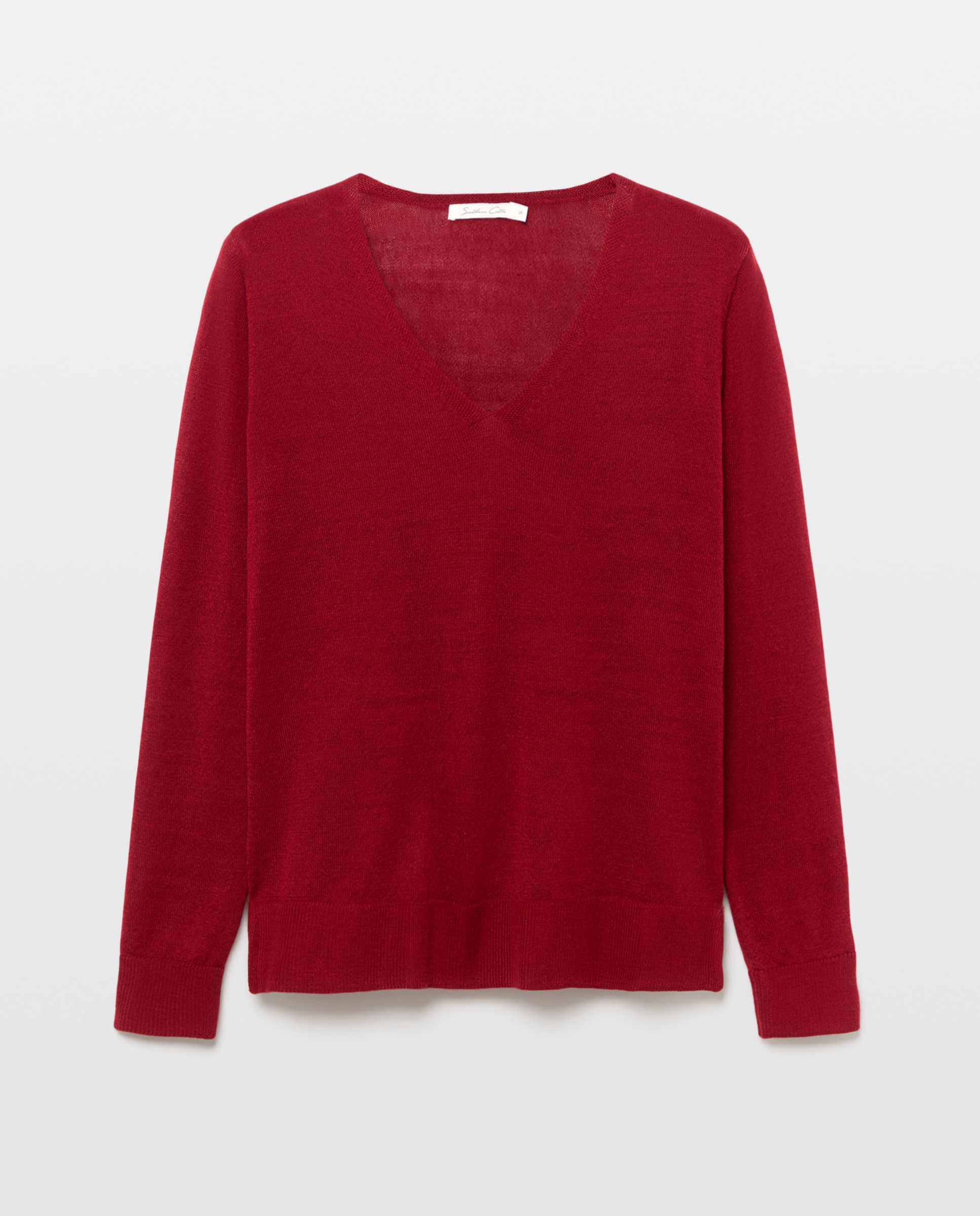 Camisola de Malha Básica com Decote Redondo 600 Vermelho-4