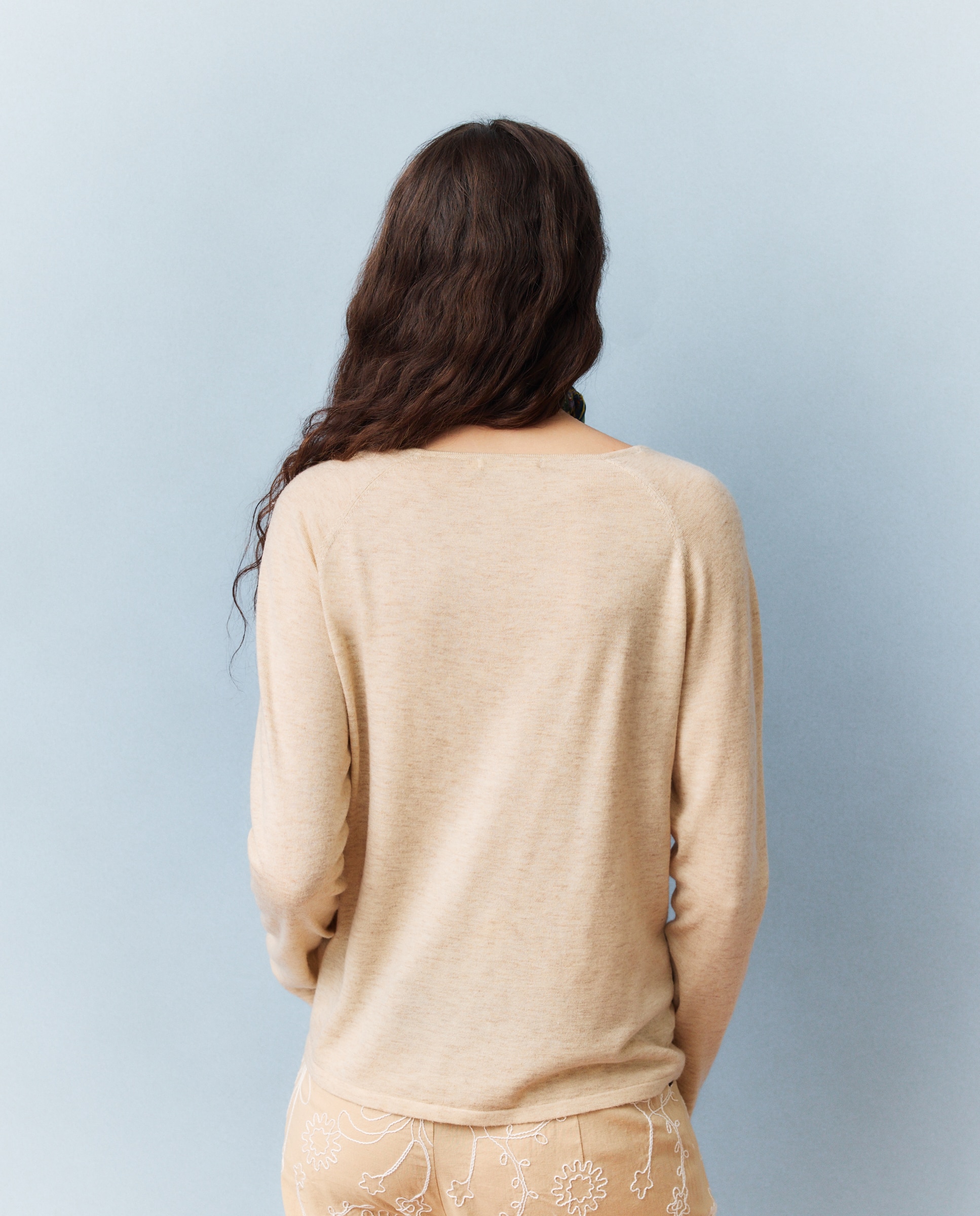 Jersey de mujer cuello pico - Southern Cotton - Beige Beige-3