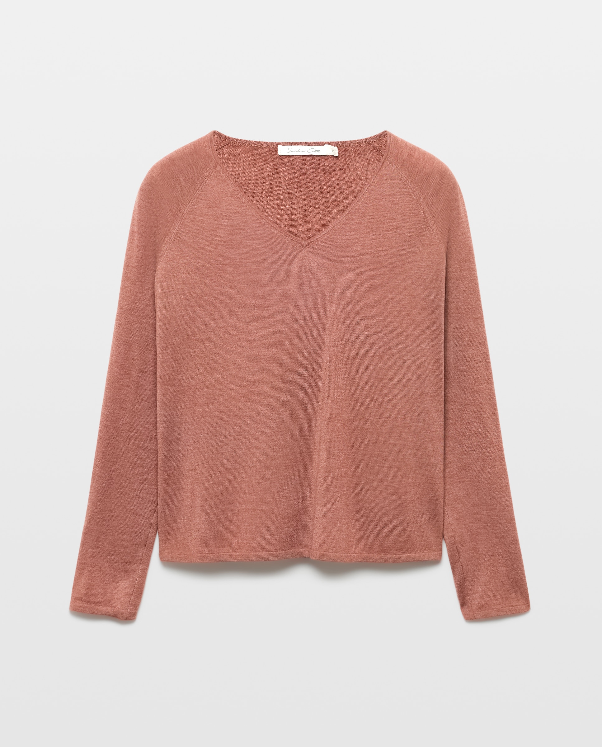 Camisola de malha com decote em bico 230 Rosa Escuro-4