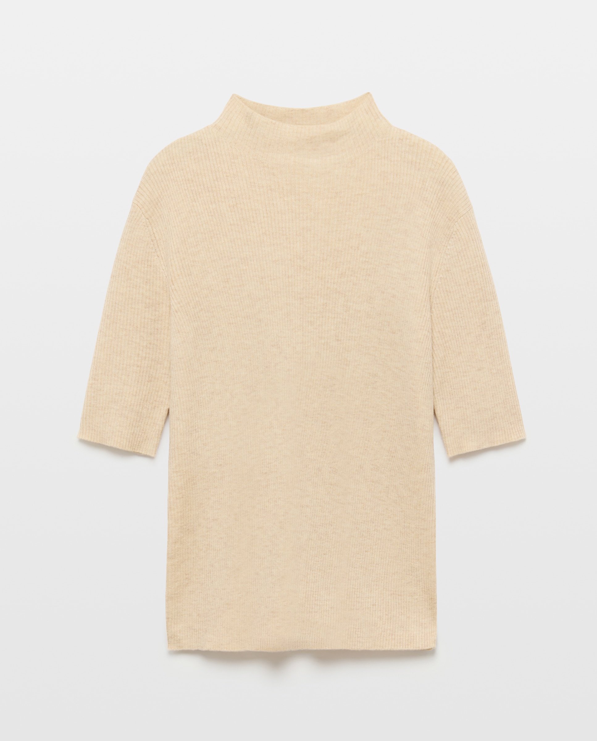 Camisola de malha de mulher com gola perkins Bege-2