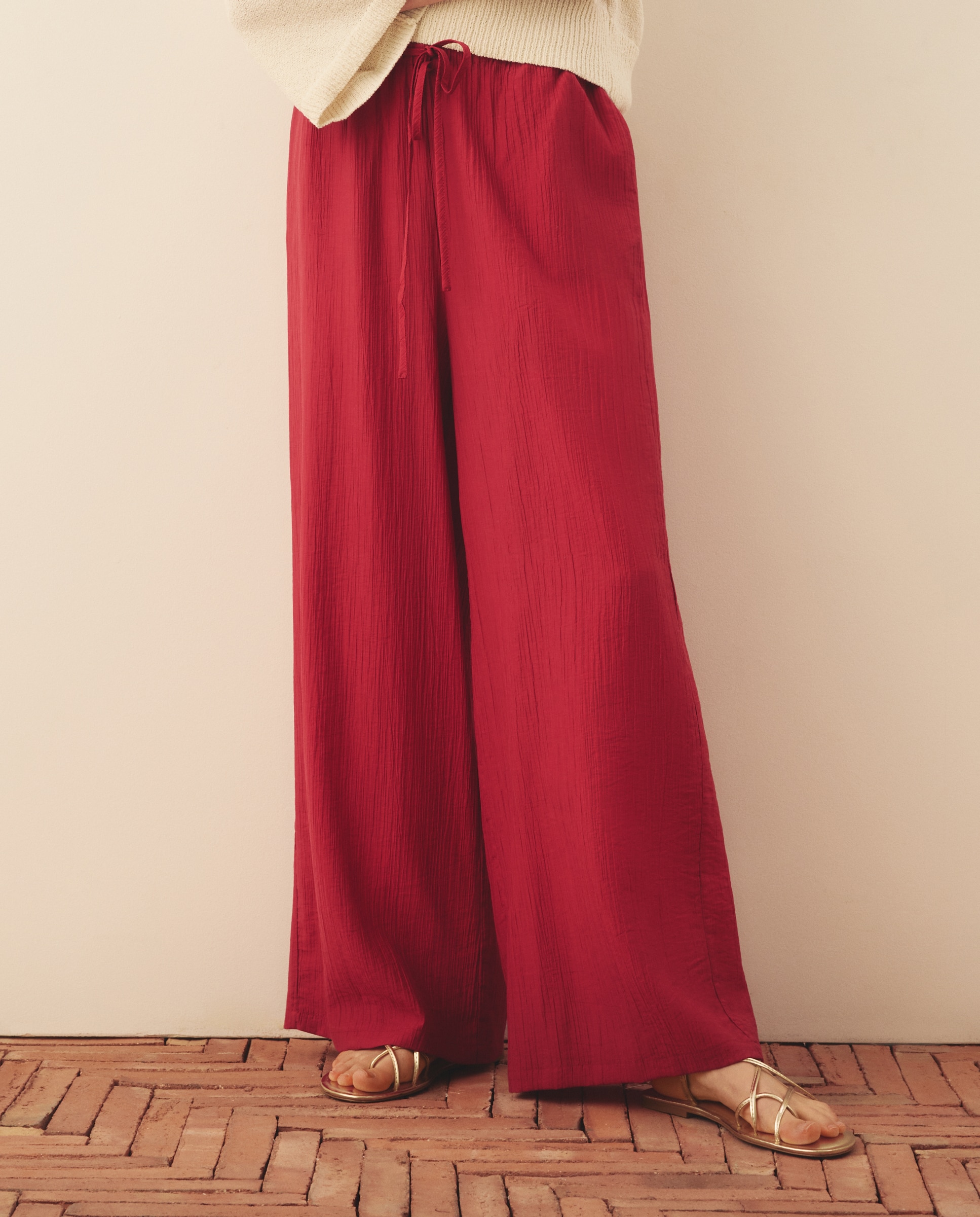 Calças Fluidas em Tencel 600 Vermelho-2