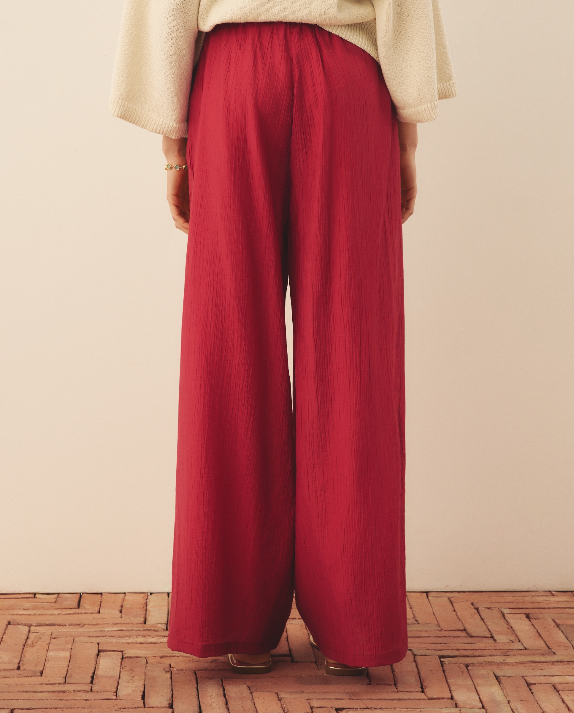 Calças Fluidas em Tencel 600 Vermelho-3