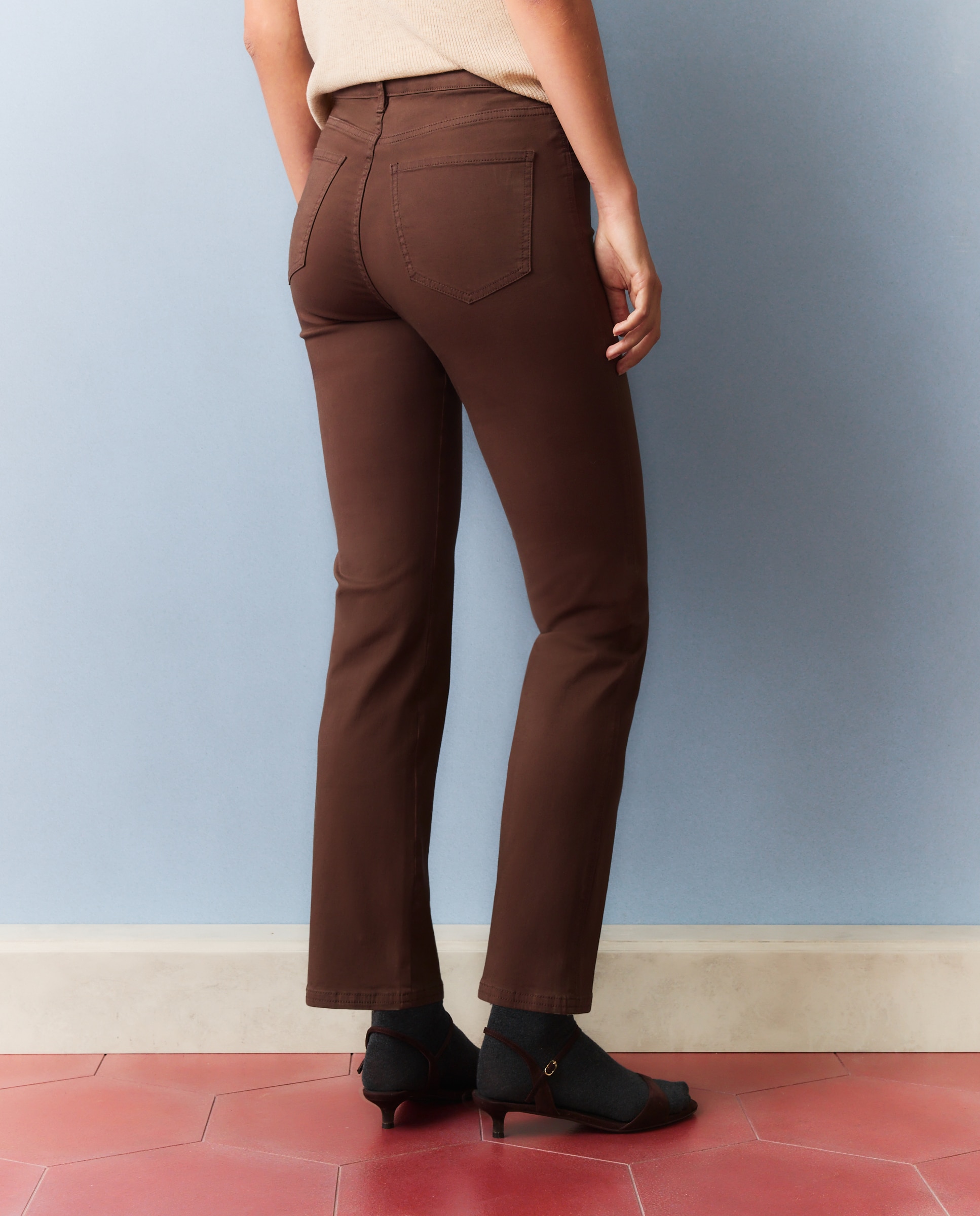 Jegging recto liso de mujer - Southern Cotton - Marrón Marrón-3