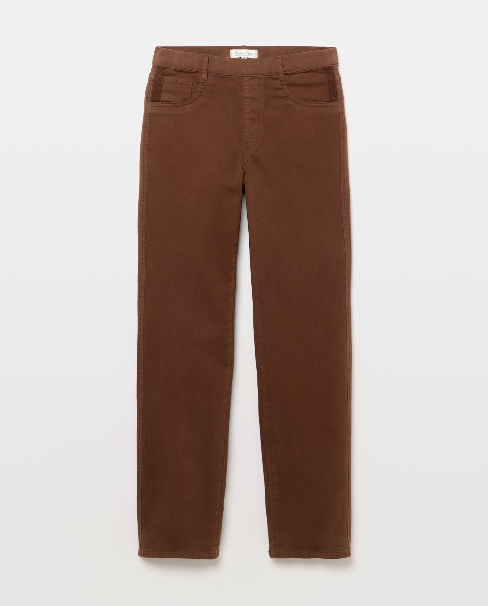 Jegging recto liso de mujer - Southern Cotton - Marrón Marrón-4