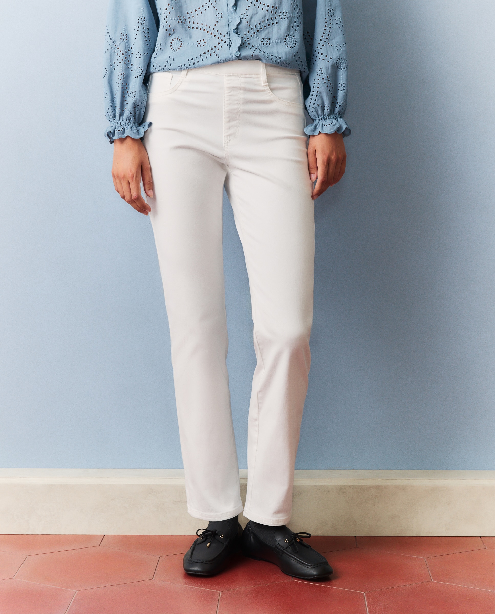 Jegging recto liso de mujer - Southern Cotton - Blanco Blanco-2