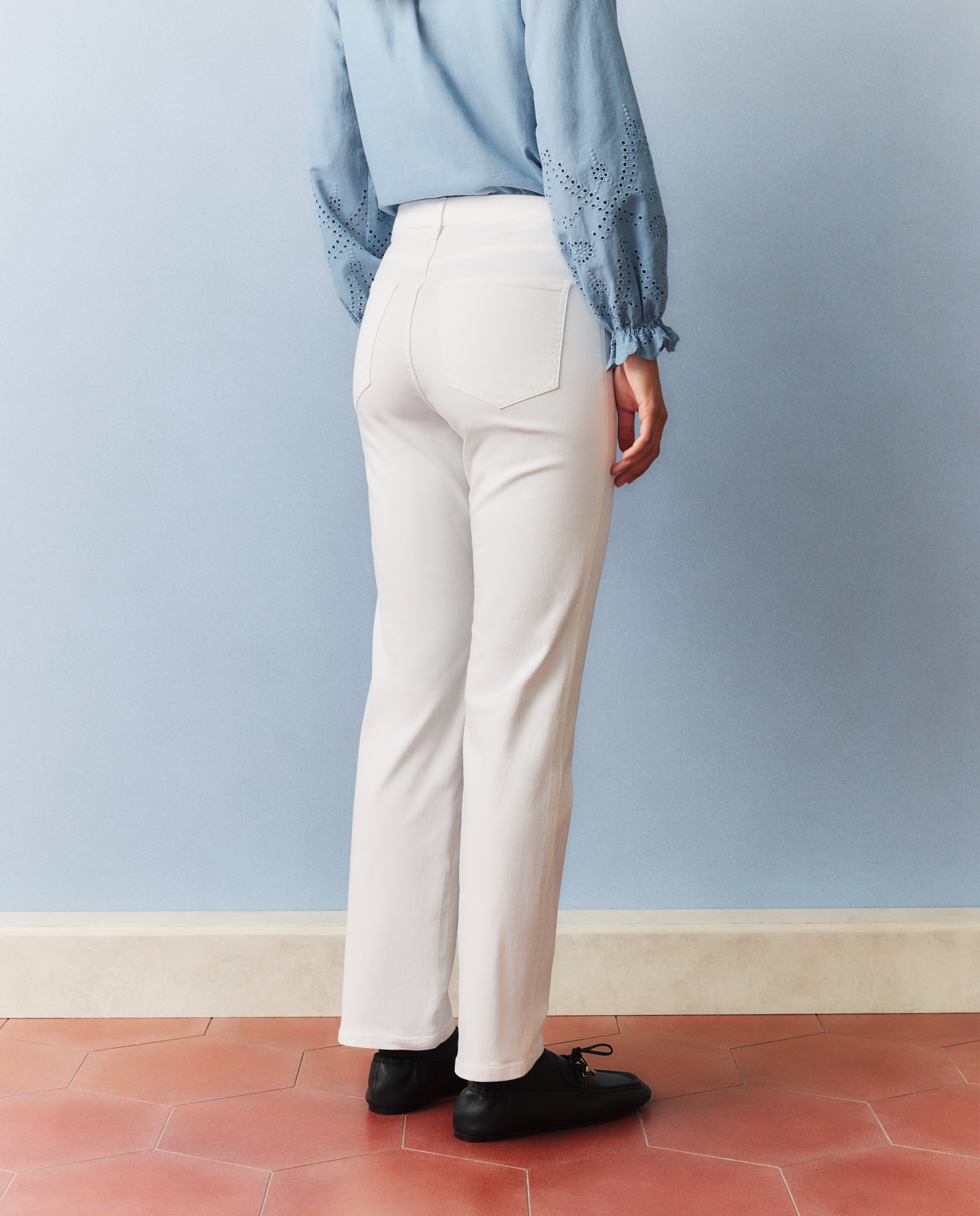 Jegging recto liso de mujer - Southern Cotton - Blanco Blanco-3