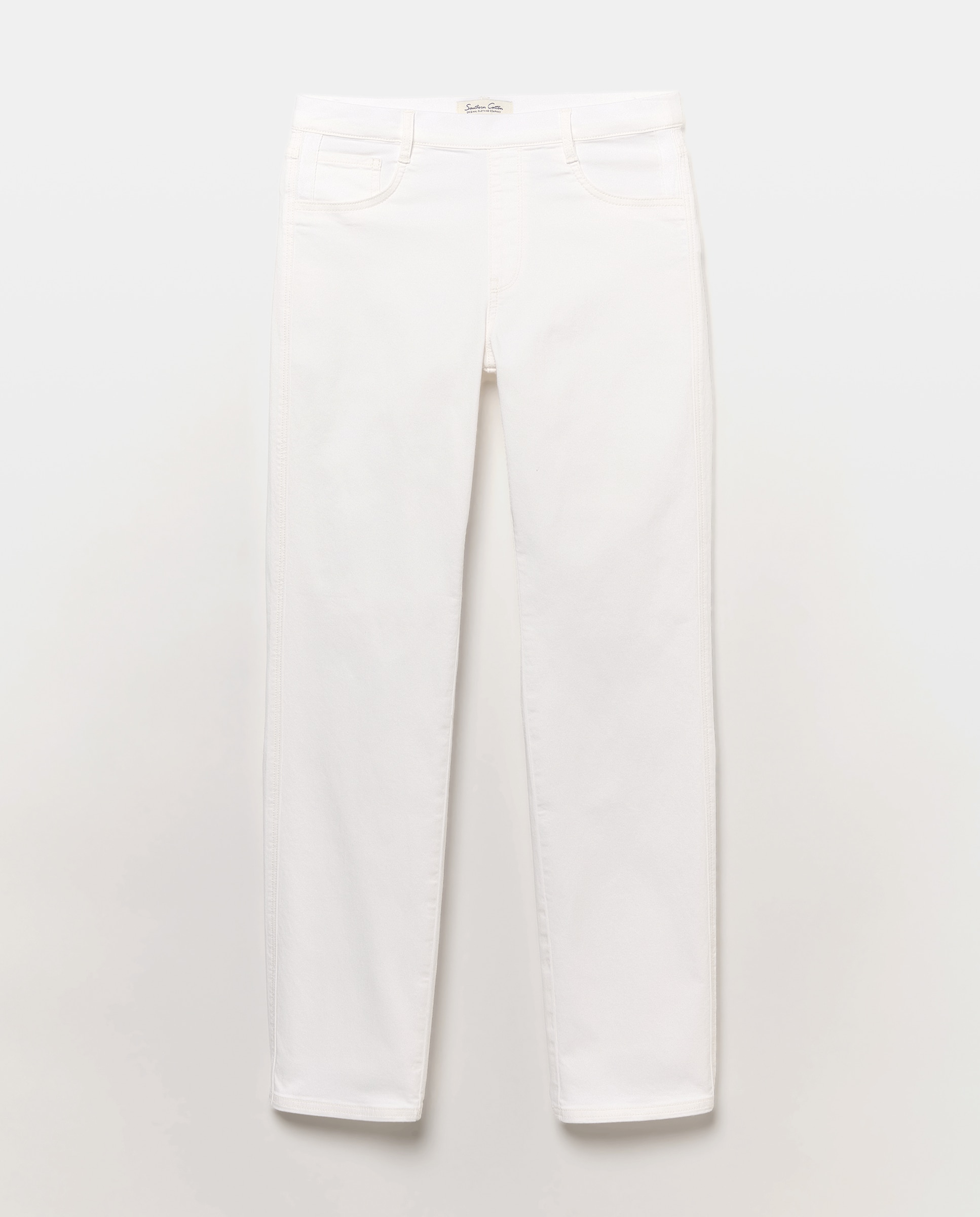Jegging recto liso de mujer - Southern Cotton - Blanco Blanco-4