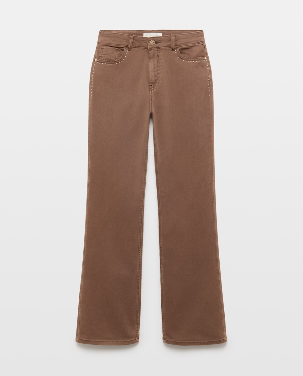 Imagen 0 de Pantalón de mujer boot cut tachas Marrón
