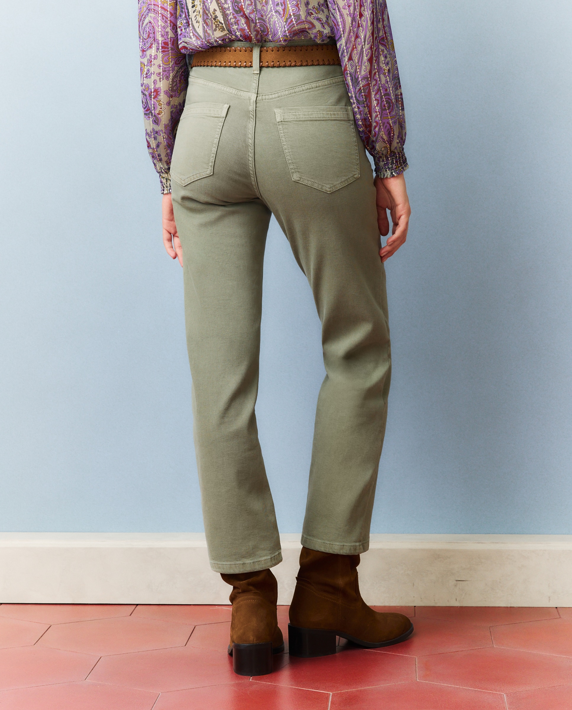 Pantalón de mujer cropped flare - Southern Cotton - 520 Kaki 520 Kaki-3