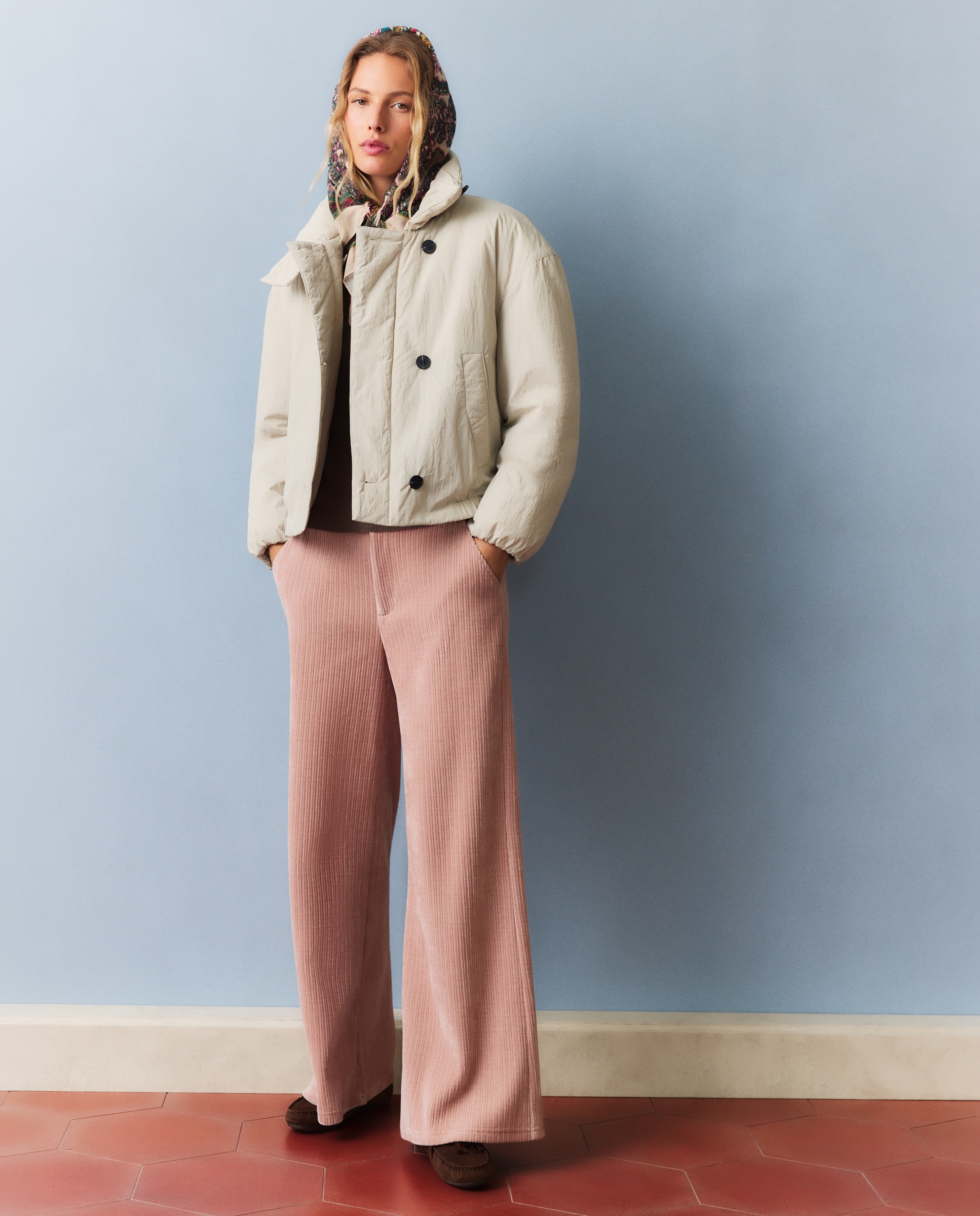 Pantalón de mujer en pana elástica - Southern Cotton - 200 Rosa 200 Rosa-1
