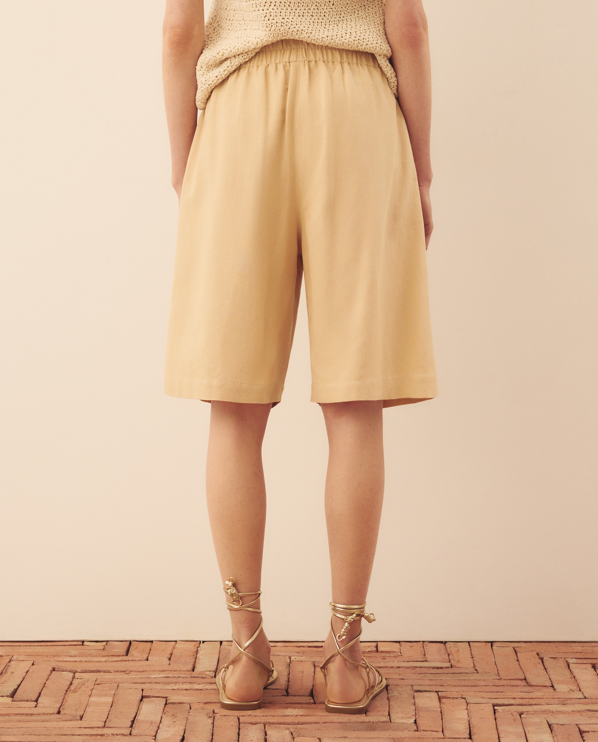 Bermuda lisa fluída de mujer - Southern Cotton - Beige Beige-3