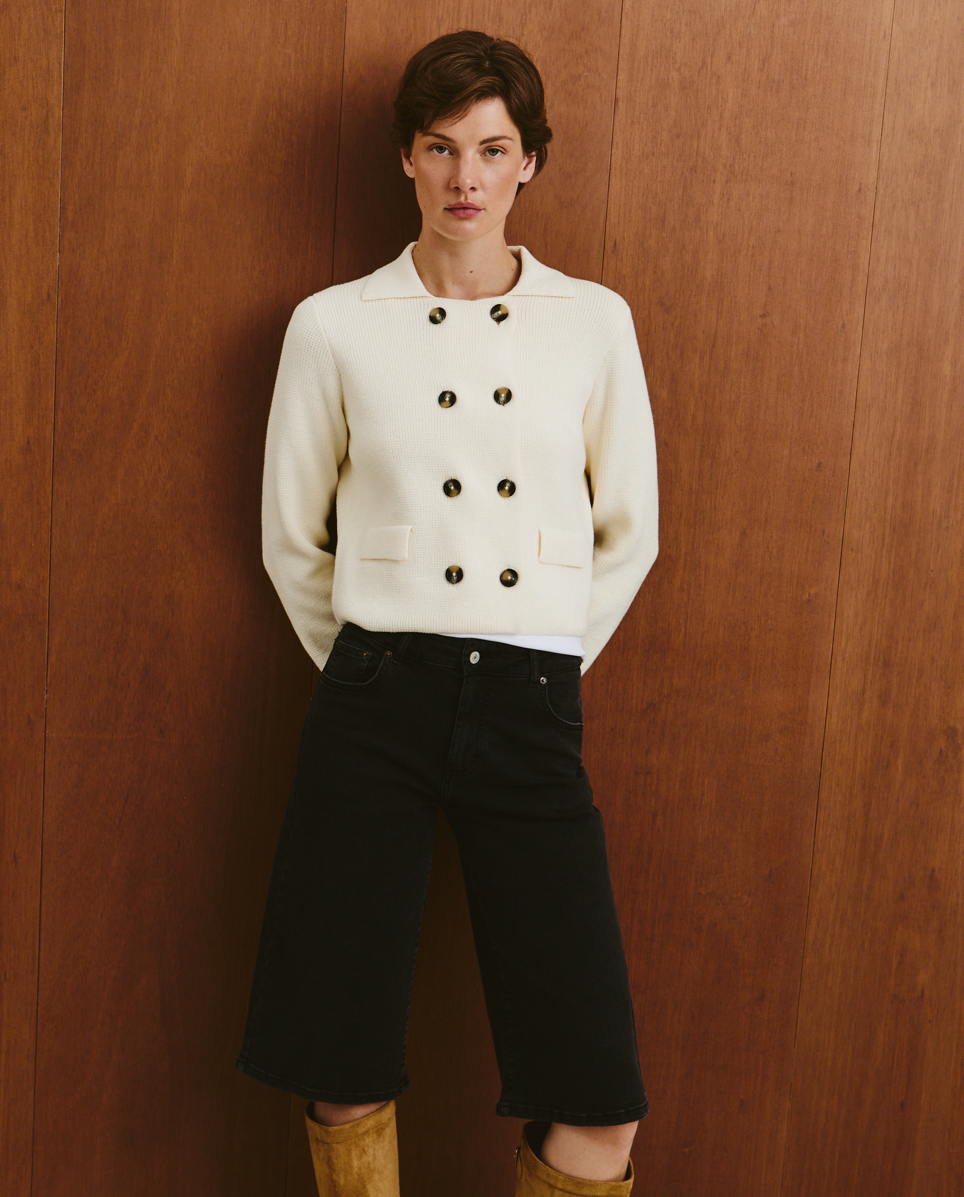 Casaco Liso de Algodão 120 Cru-1