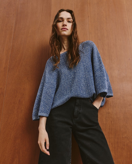 Imagen 0 de Poncho de punto liso de mujer