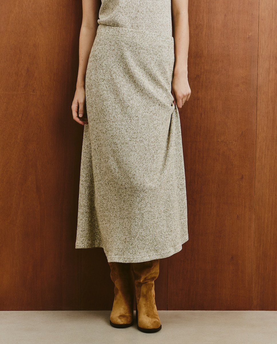 Saia Midi de Algodão 520 Caqui-2