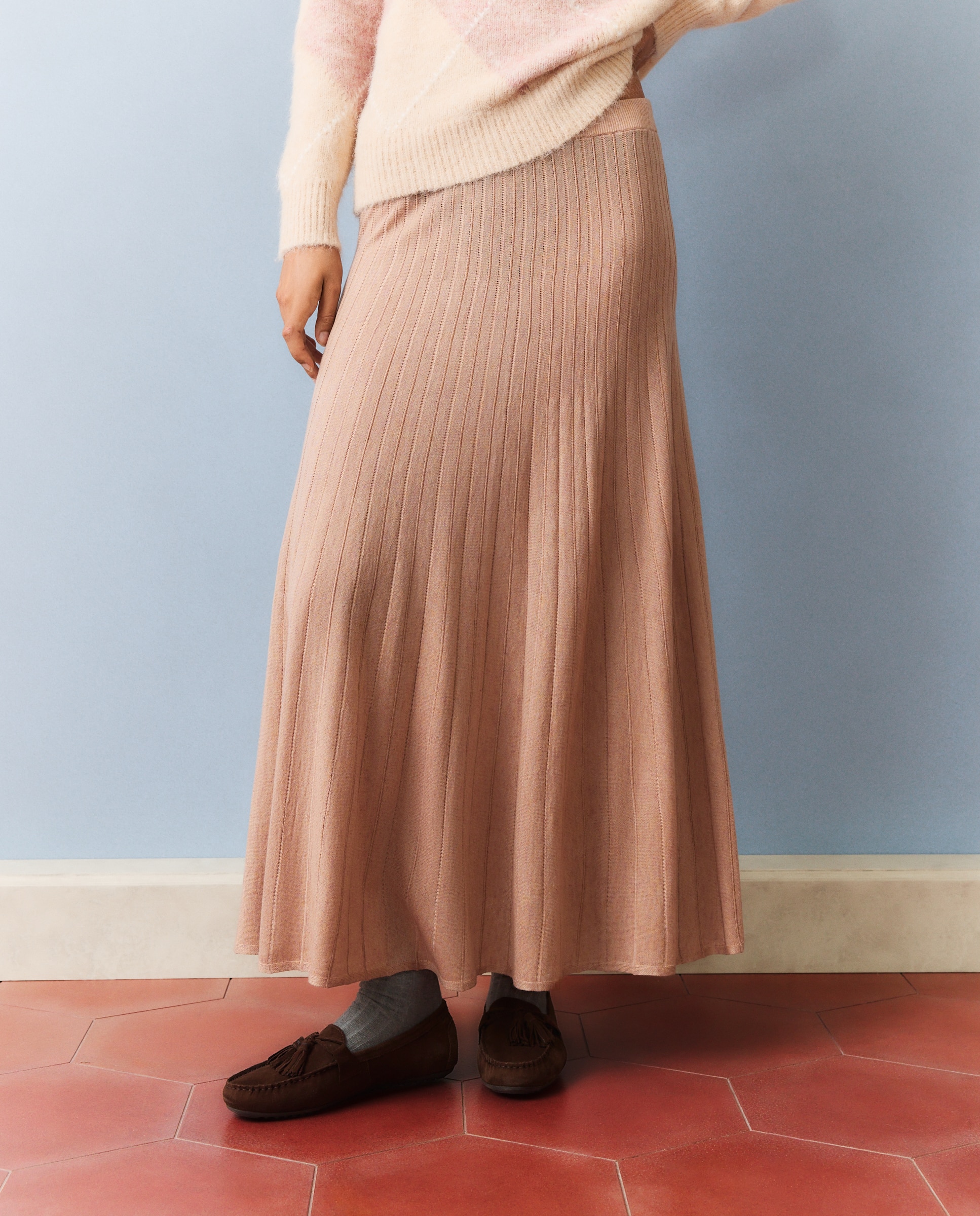 Saia de Tricot com Godés 200 Rosa-2