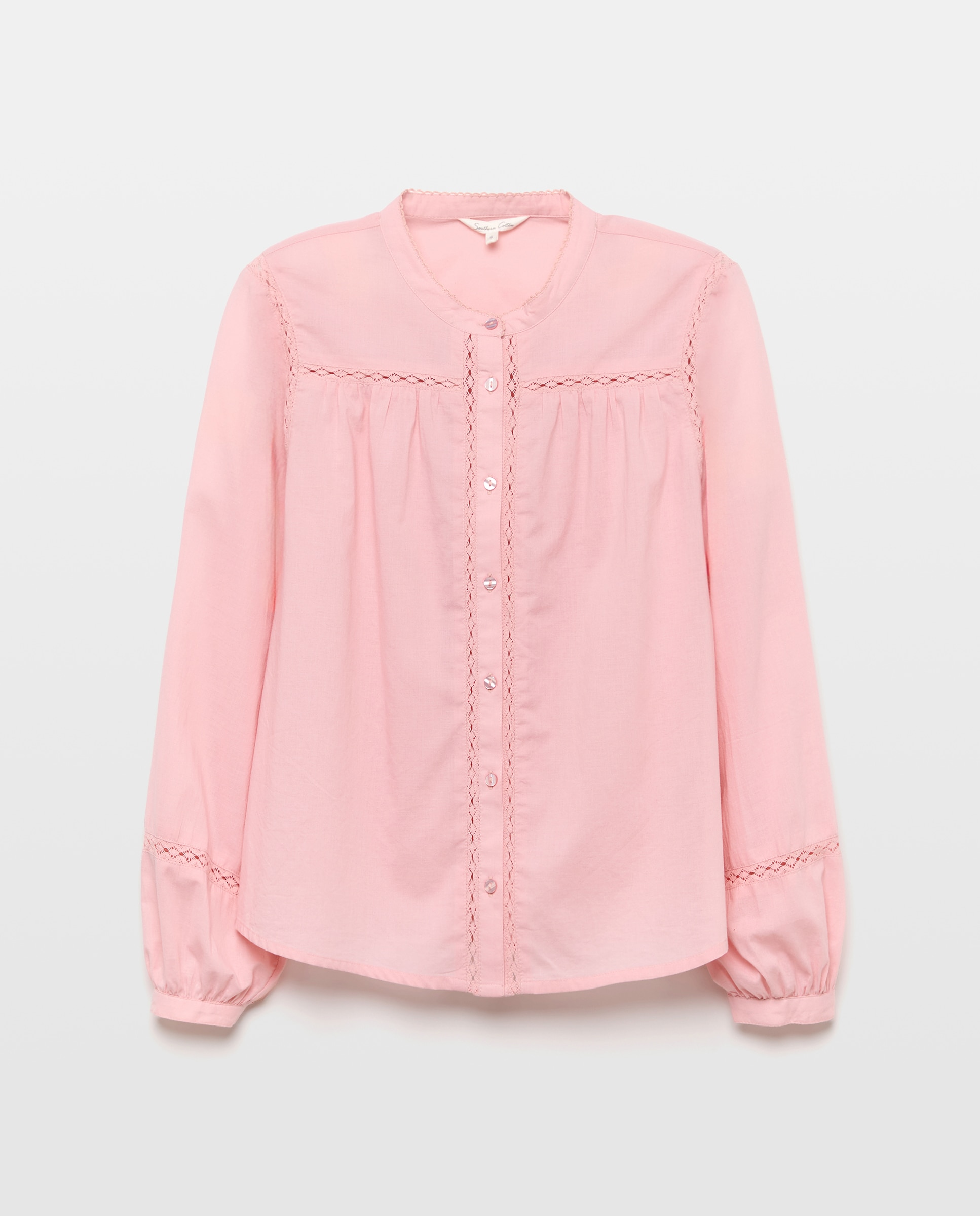 Imagen 5 de Blusa lisa con volante en escote - Southern Cotton - 200 Rosa 200 Rosa
