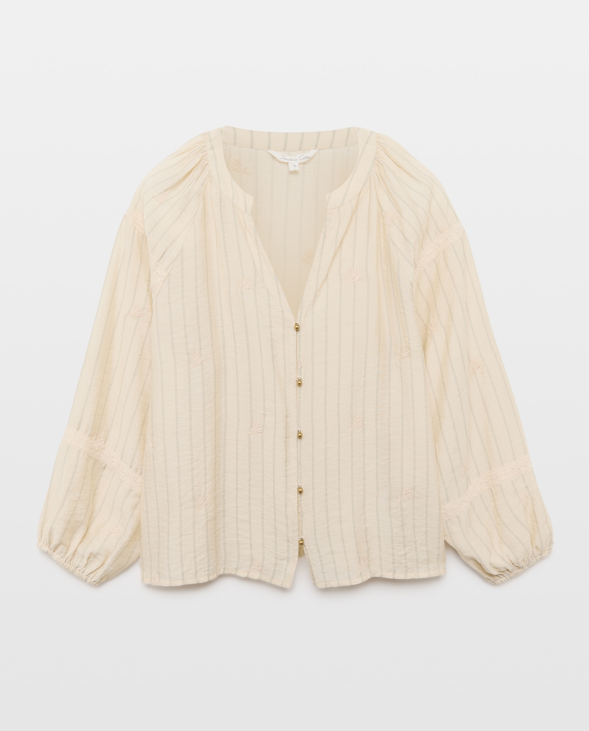 Blusa de Manga Comprida Estampada Branco-5