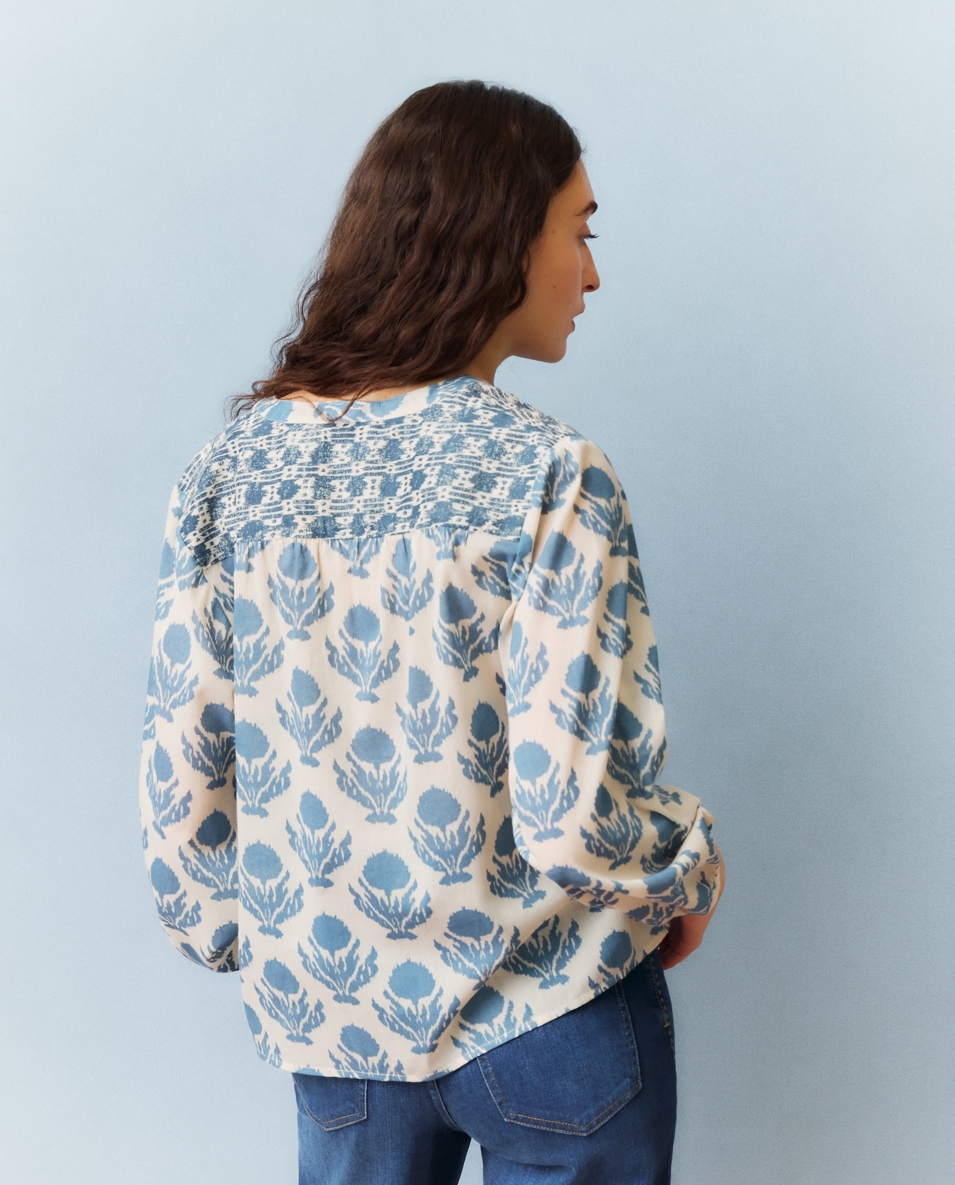 Blusa camisera de mujer - Southern Cotton - Azul Azul-3
