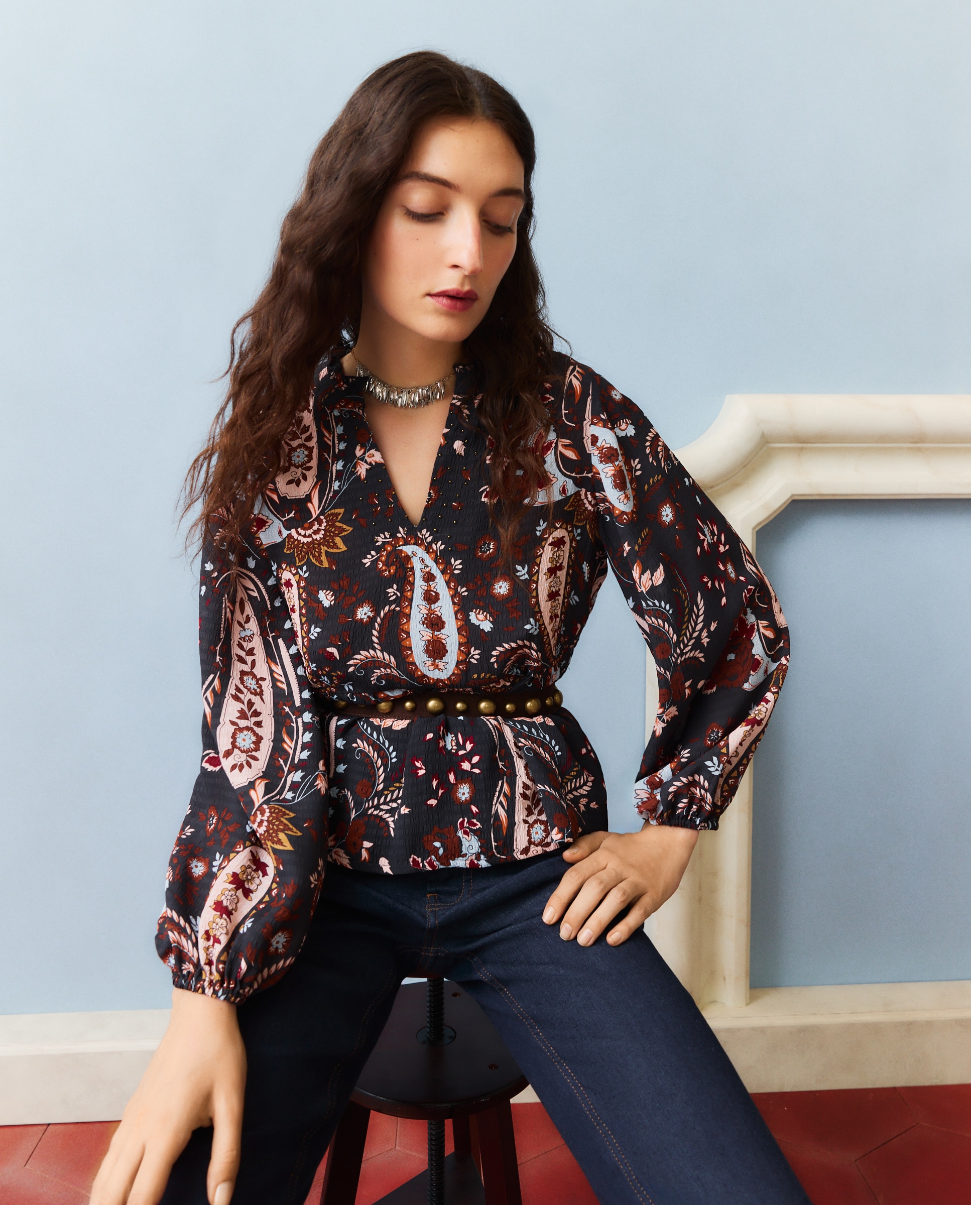 Imagem 0 de Blusa com Estampado de Caxemiras
