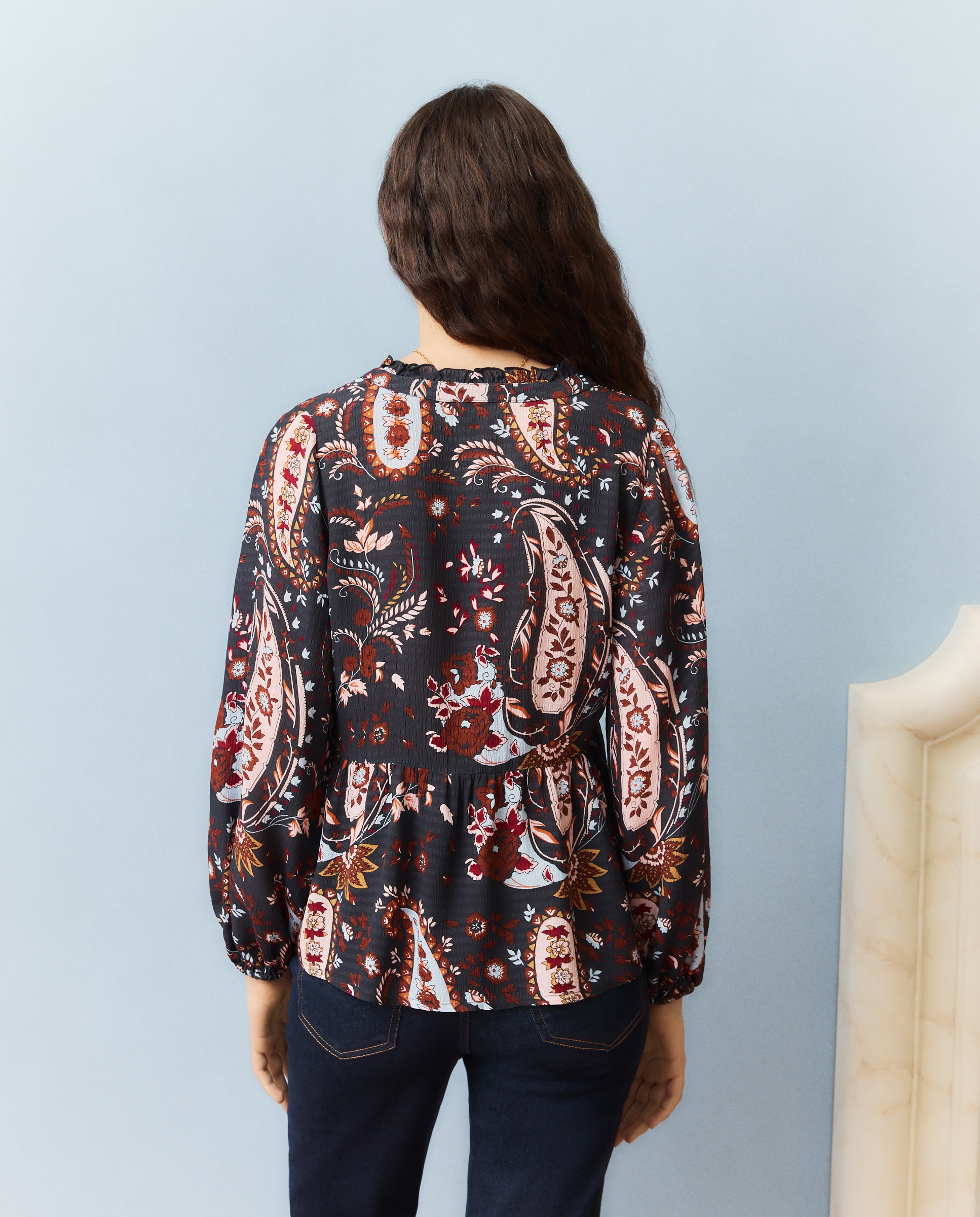 Imagen 3 de Blusa de mujer estampada cachemires - Southern Cotton - Gris Gris