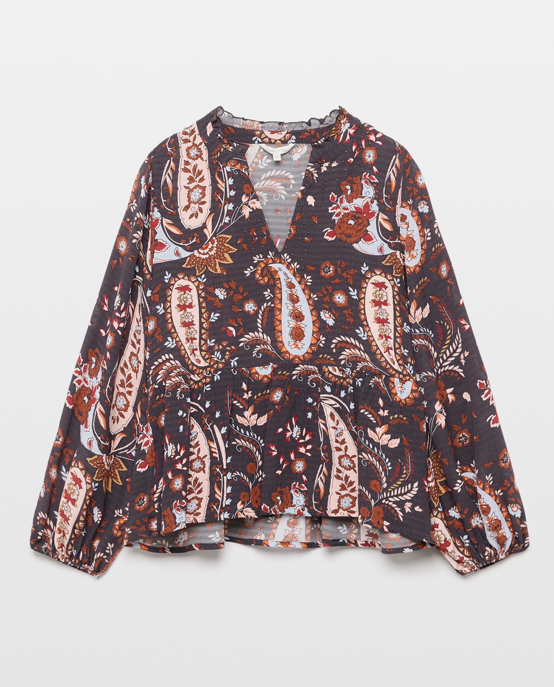 Imagen 5 de Blusa de mujer estampada cachemires - Southern Cotton - Gris Gris
